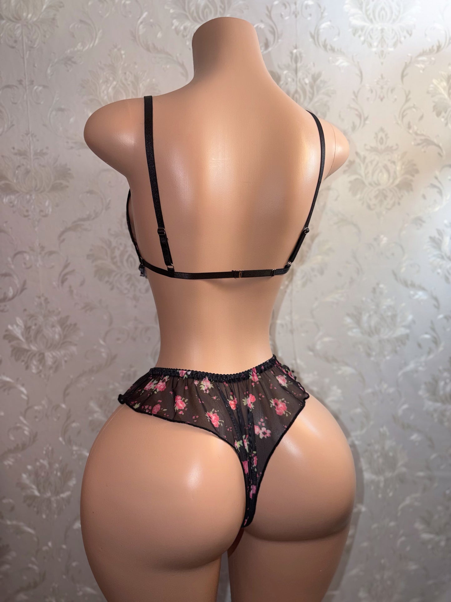 Primrose Ruffle Trim Sheer Mesh Bra and Panty Set