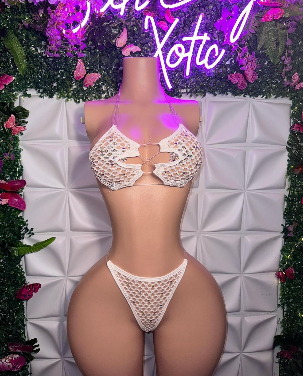 Ravyn Fishnet Clear Cord 2 Piece Bikini