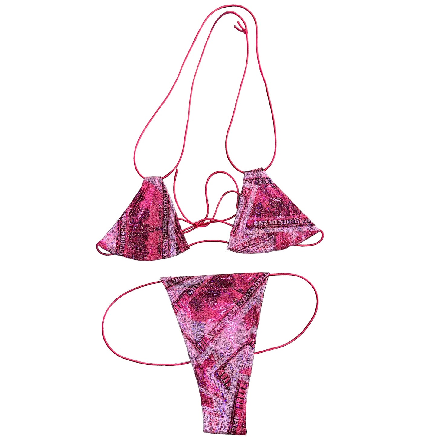 Holographic and Metallic Money Print Bikini