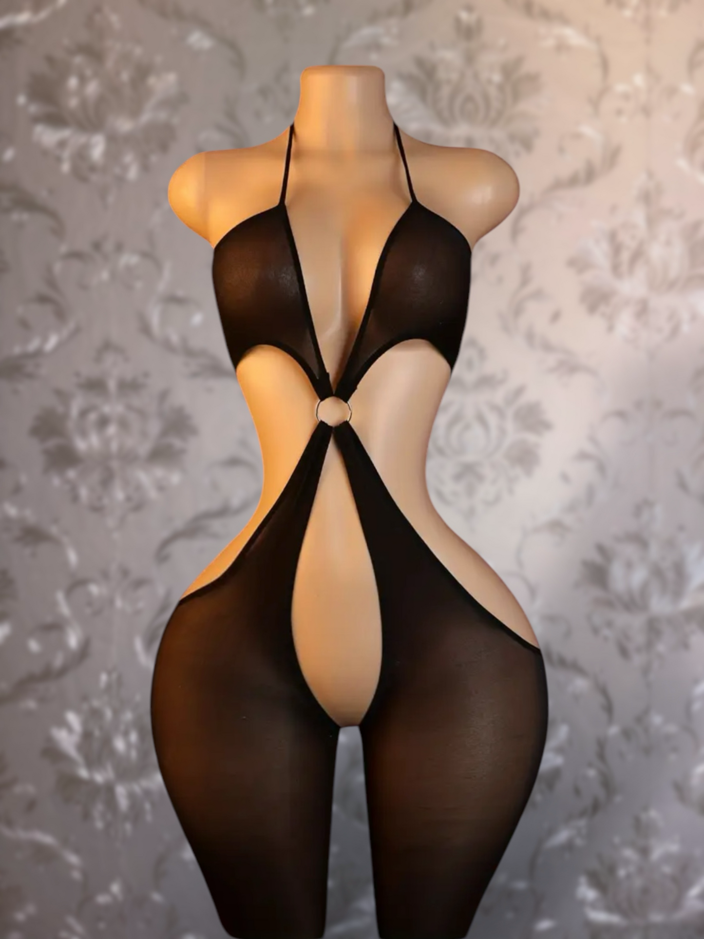 Star O-Ring Mesh Bodystocking Fits XS-M & Curvy M-XL