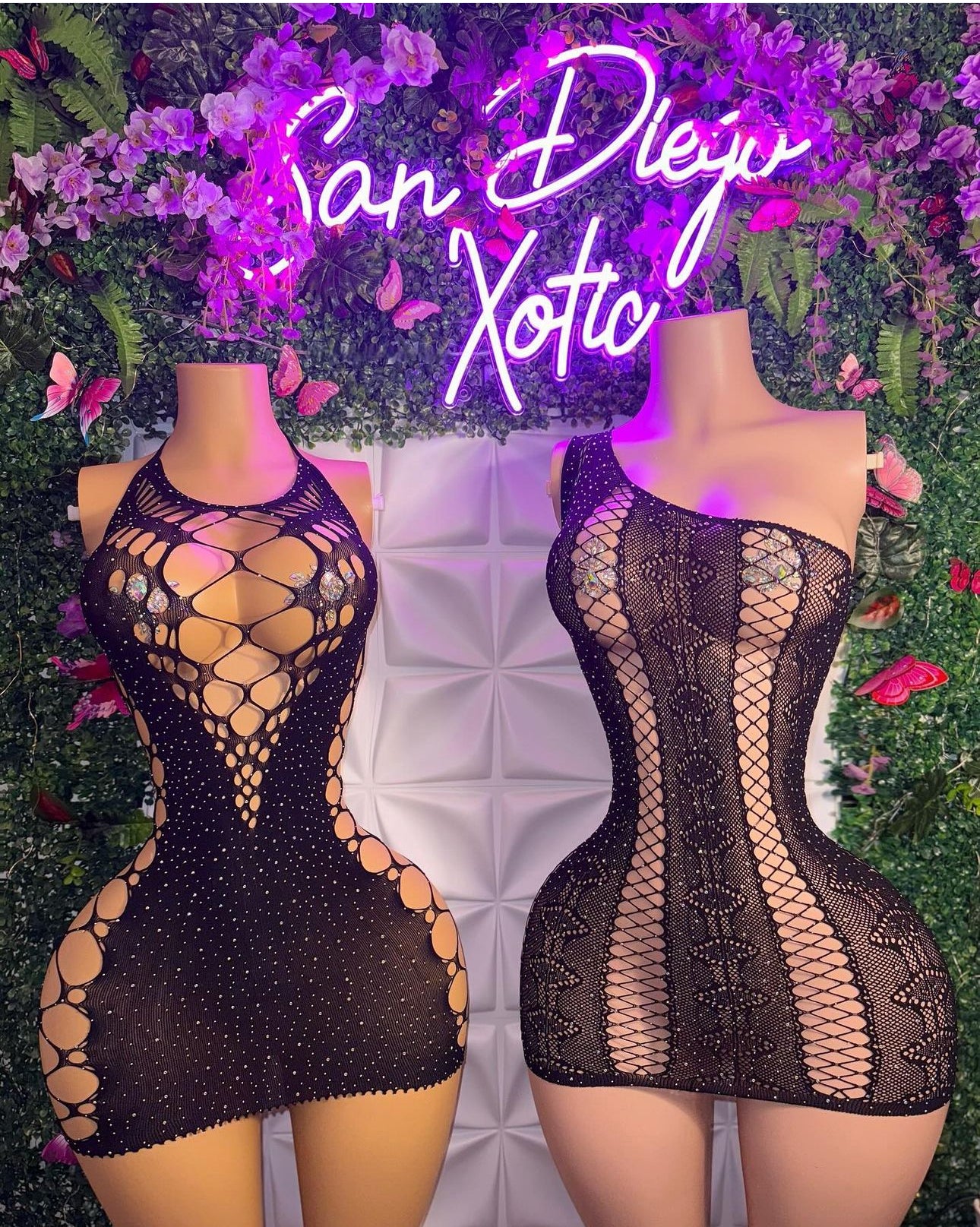 Rampage Diamond Eyelet Fishnet Dress Fits All Sizes Romper Fits XS-L