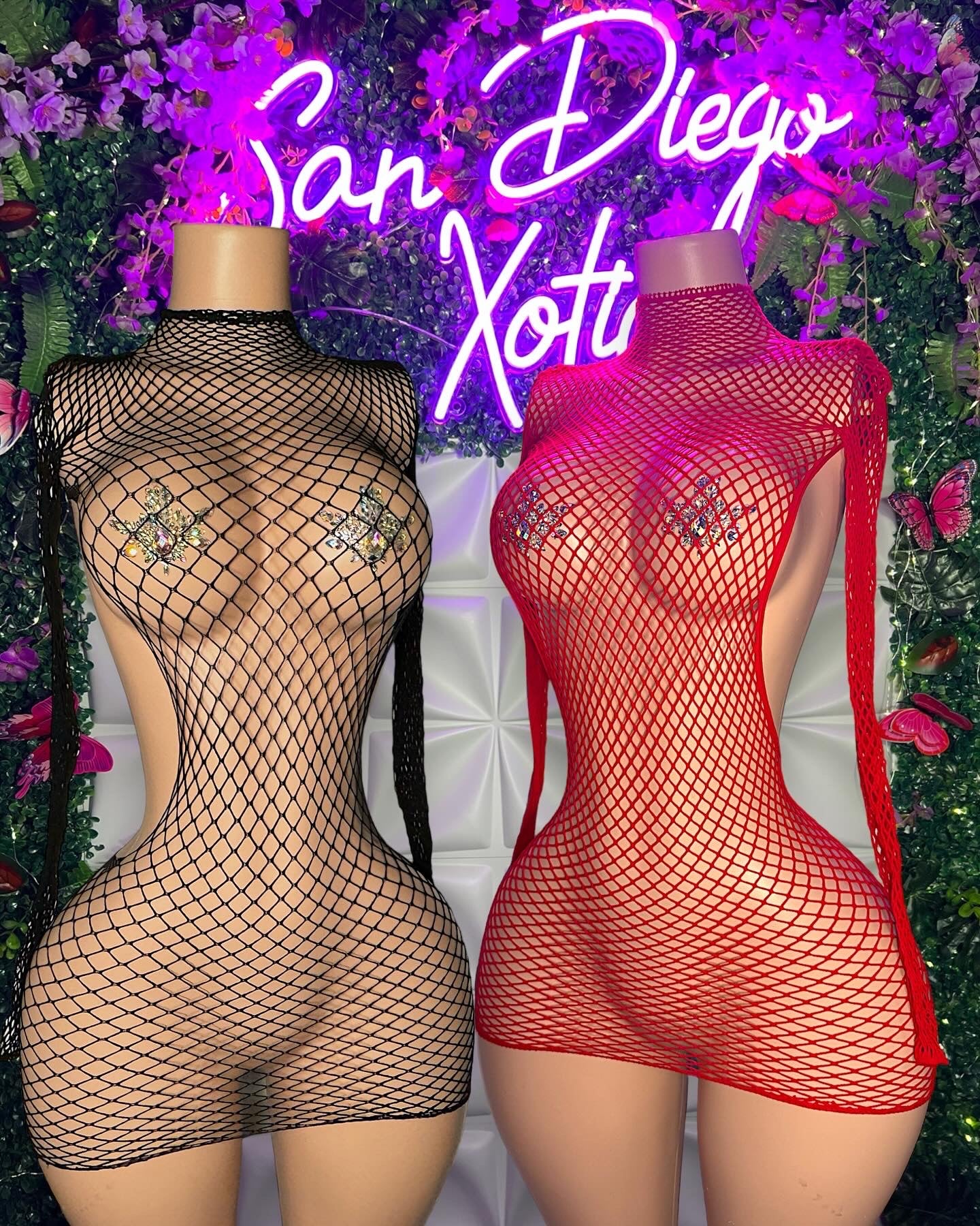 Lex Hollowed Out Sides Fishnet Dress Fits XS-L