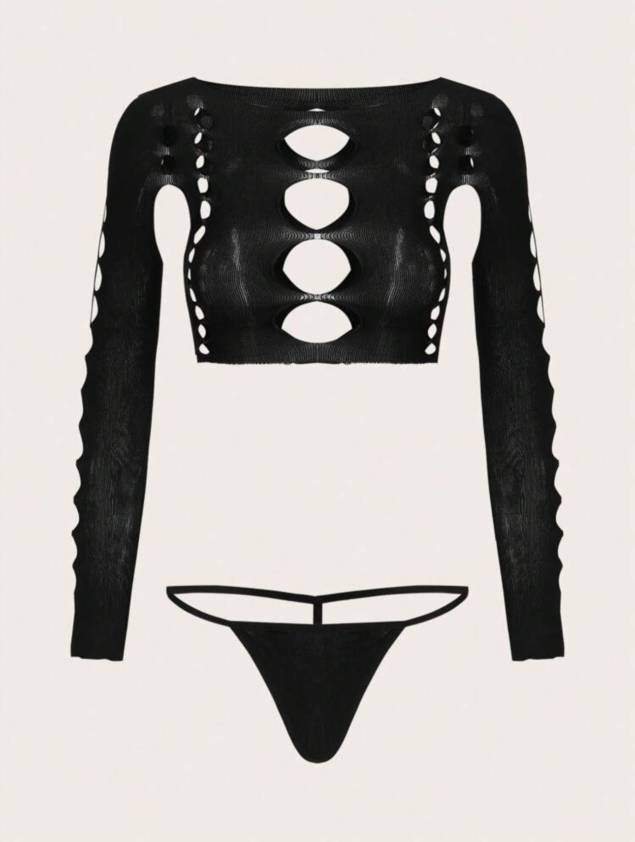 Karma — Mesh 2 Piece Long Sleeve Crop Top Set Fits XS-L