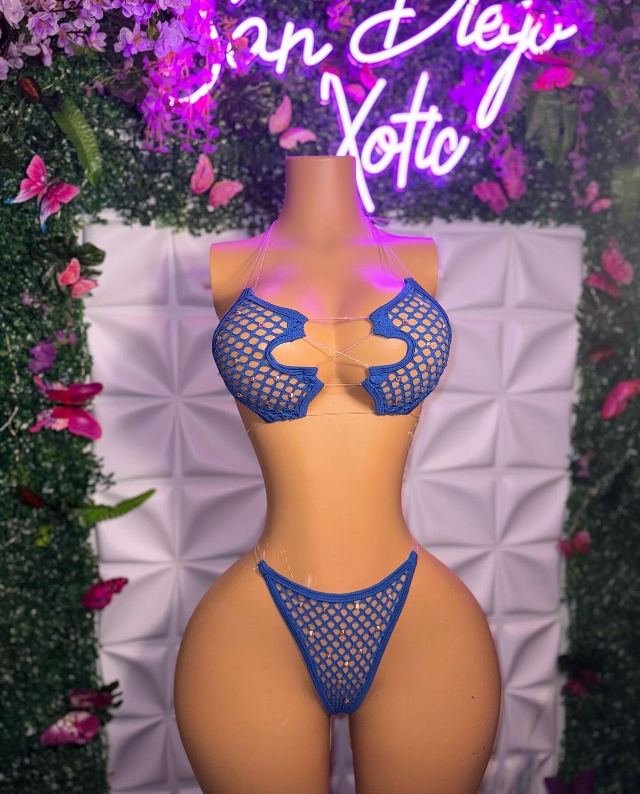 Ravyn Fishnet Clear Cord 2 Piece Bikini