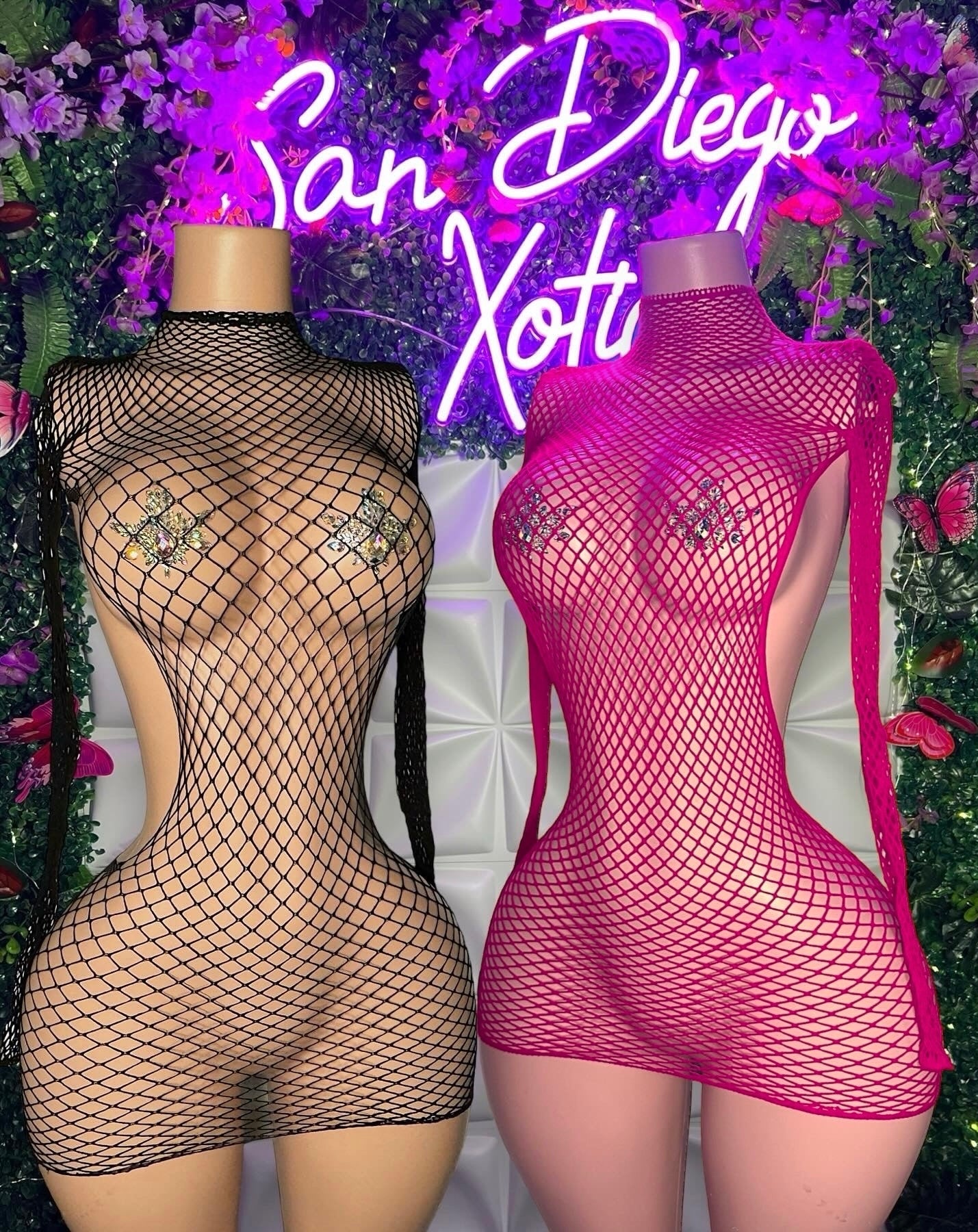 Lex Hollowed Out Sides Fishnet Dress Fits XS-L