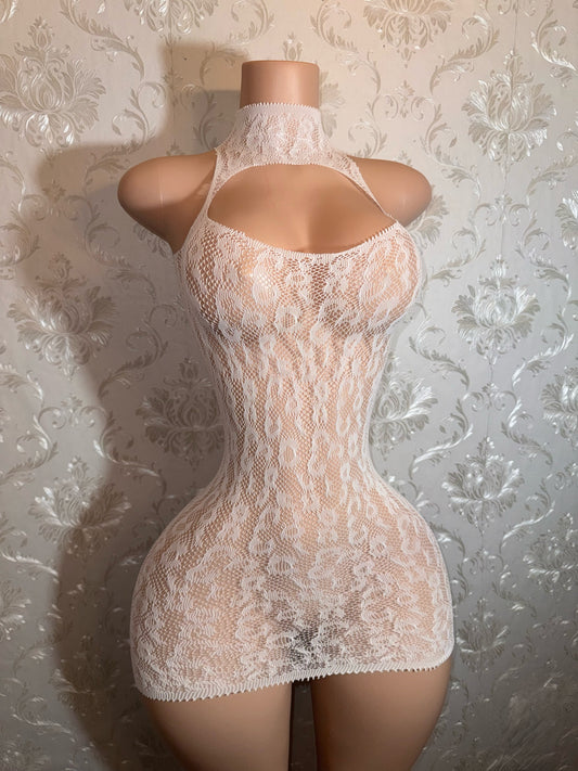 Royalty Plain Cheetah Fishnet Dress Fits XS-L