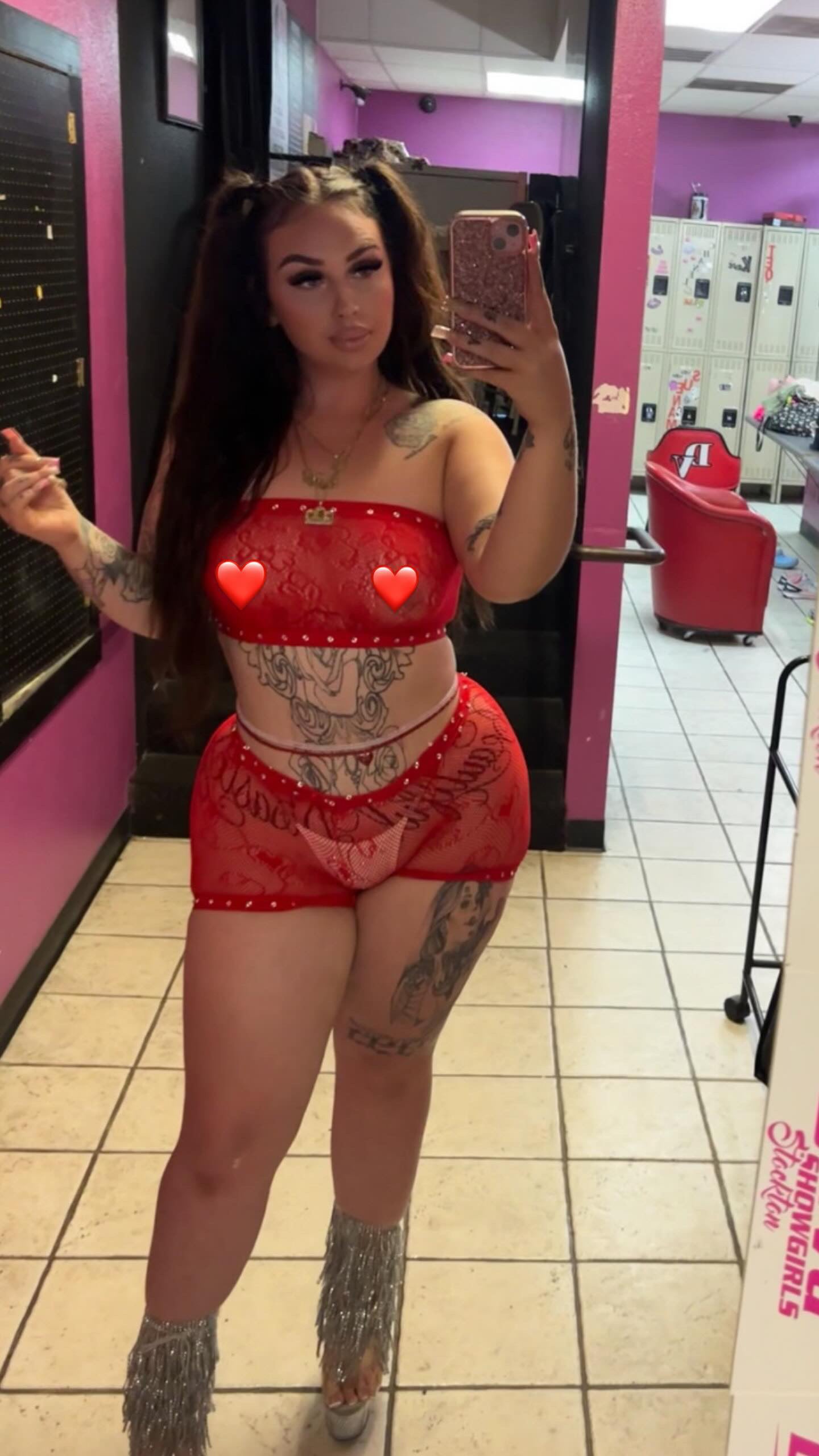 Queen of Hearts Red Fishnet Mesh Shorts Set Fits XS-L