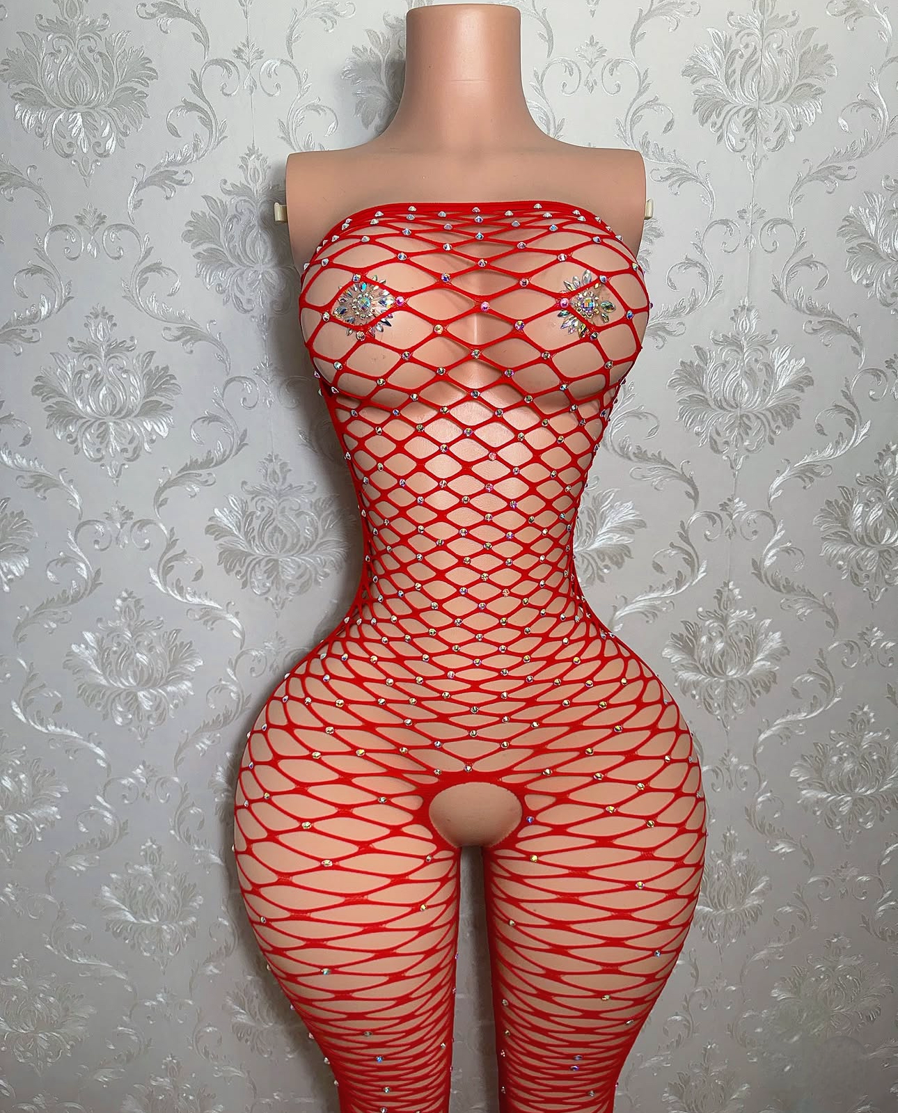 Rene Strapless Fishnet Bodystocking Fits XS-XL
