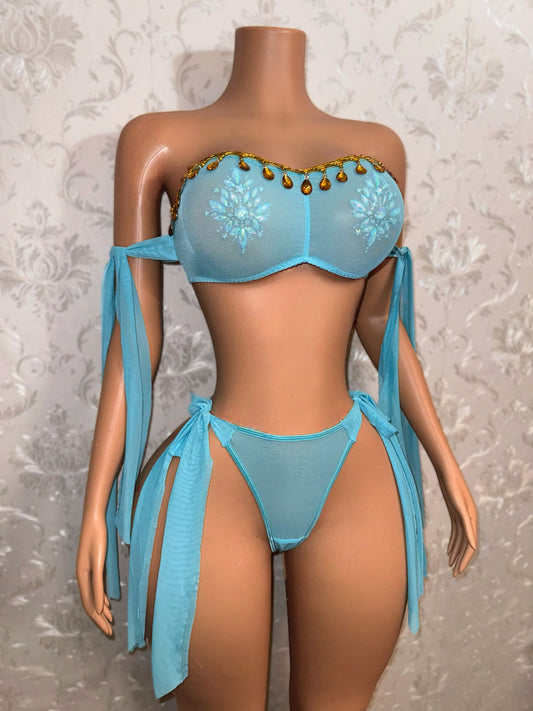 Arabian Princess Sheer Mesh 3 Piece Skirt Set