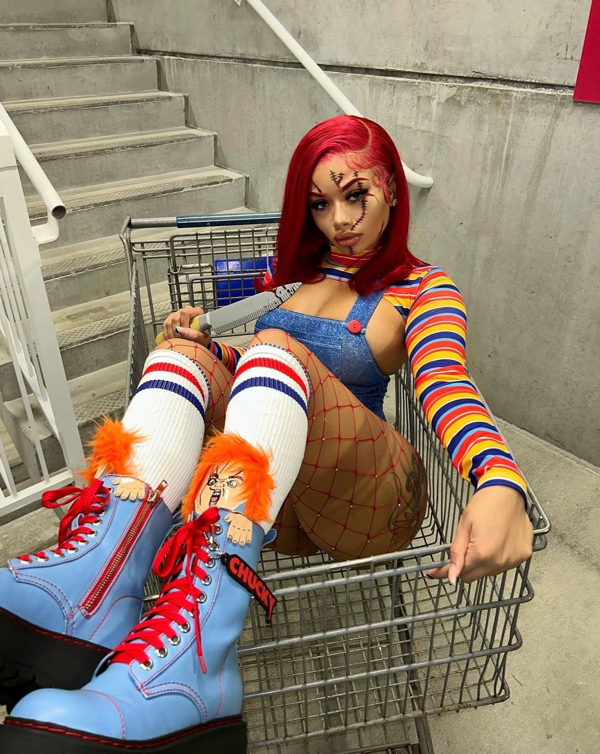 Evil Doll 2 Piece Includes One Piece and Long Sleeve Crop Top