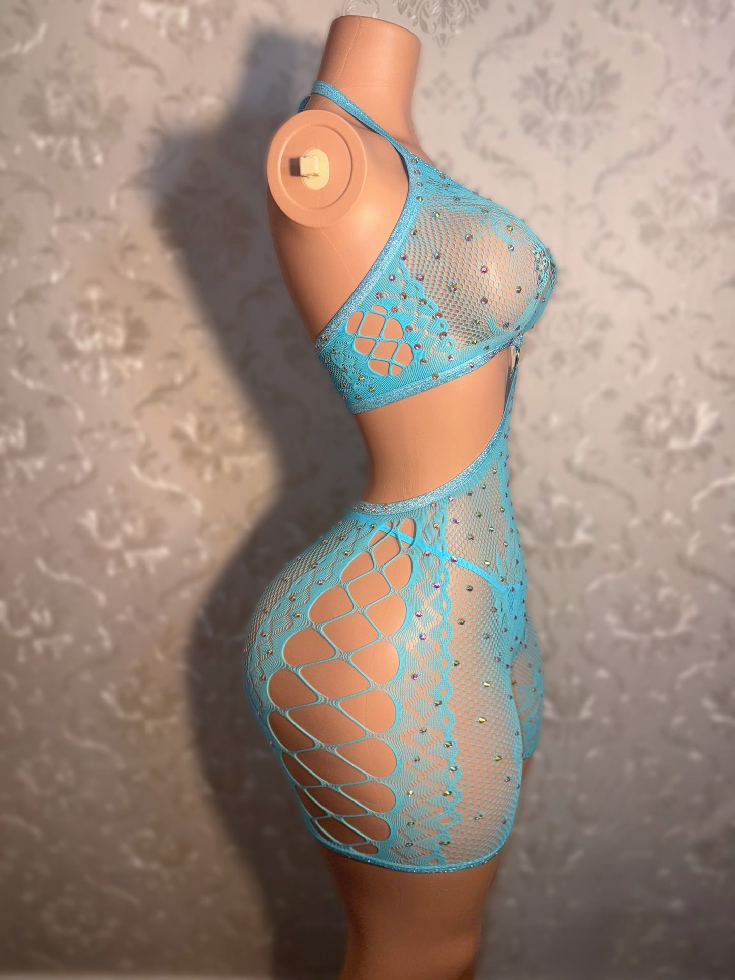 Splash Fishnet Lace Romper Fits XS-M