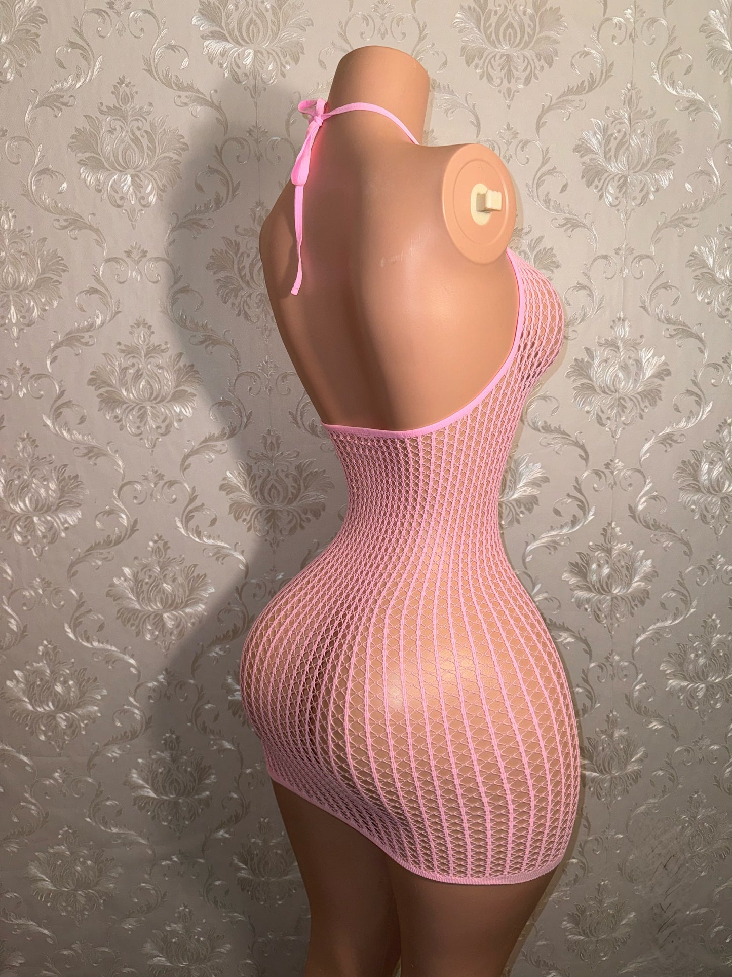 Serena Plain Halter Fishnet Dress & Romper Fits XS-XL