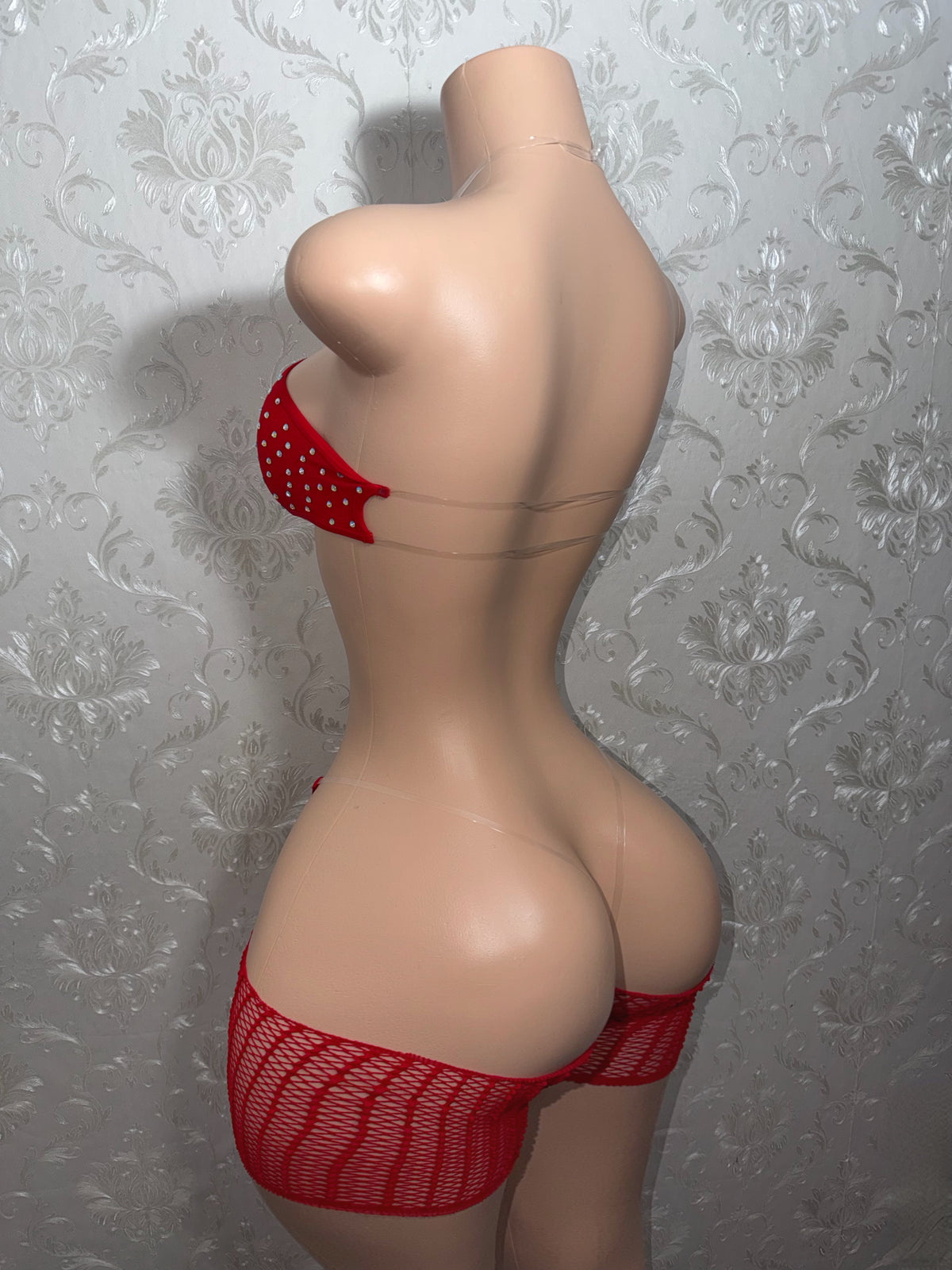 Riyah Diamond Studded Mesh Kini 3 Piece Set