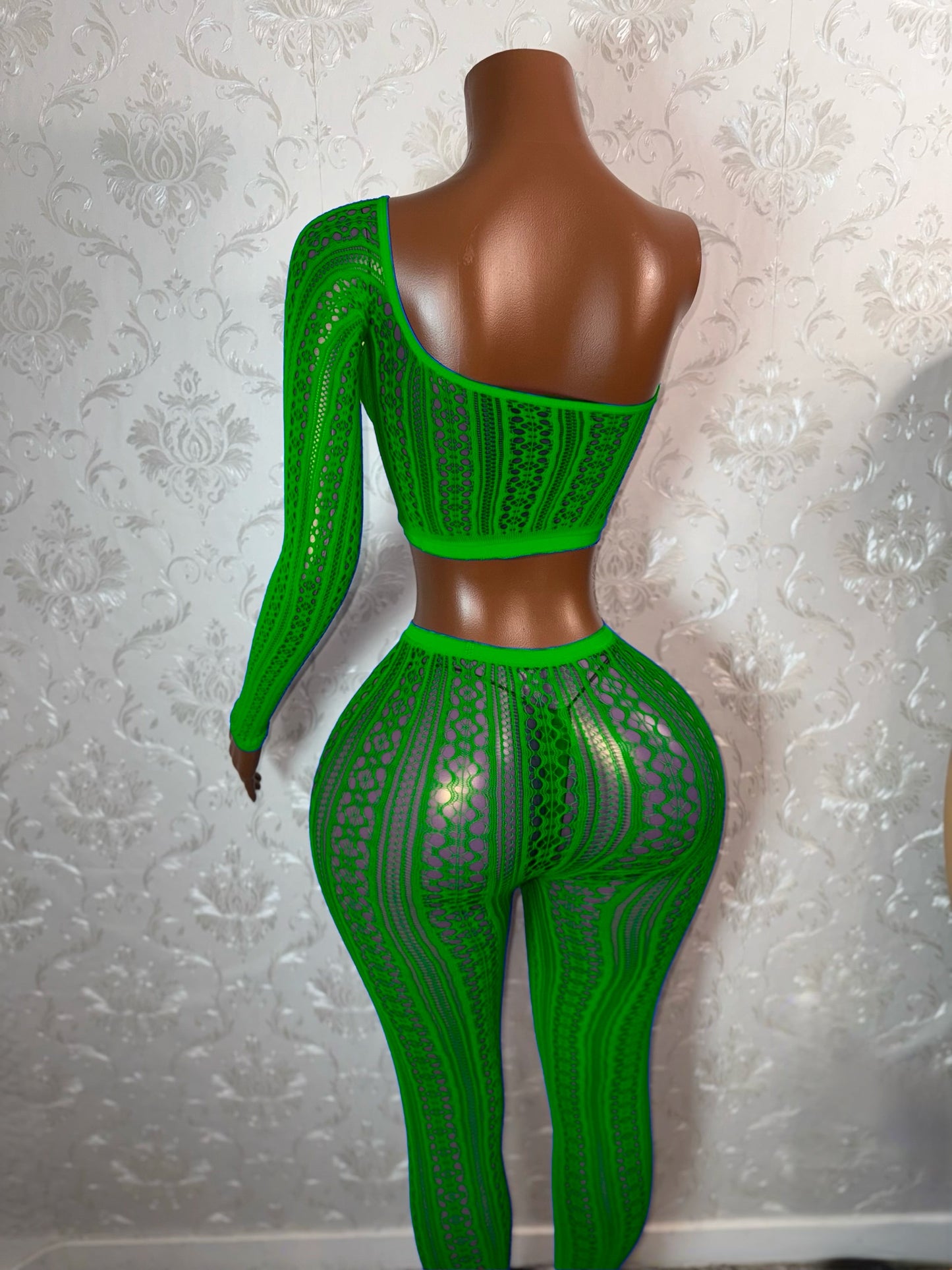 Leila — Mandala Lace Fishnet Pants Set Optional Thong Fits XS-L