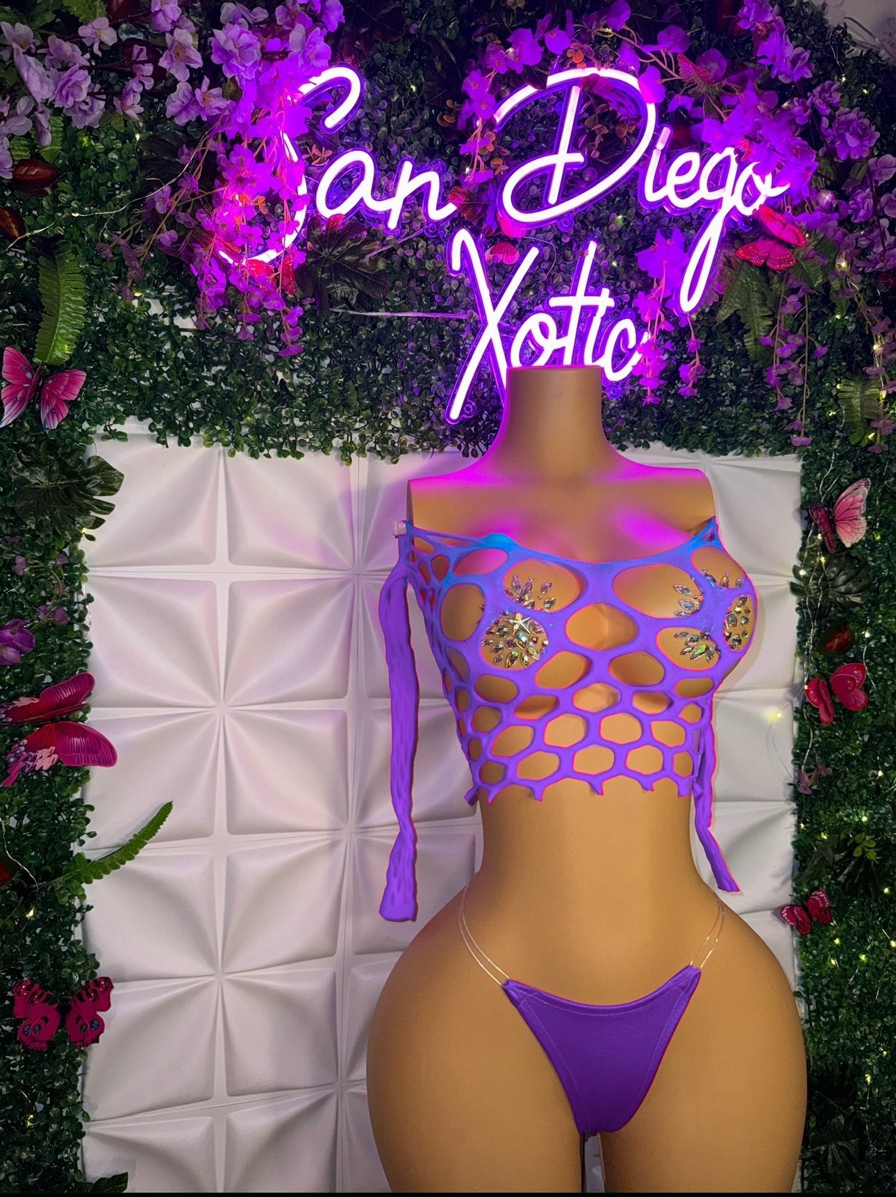 Stella — 2 Piece Pothole Top and Thong Set Fits XS-XL