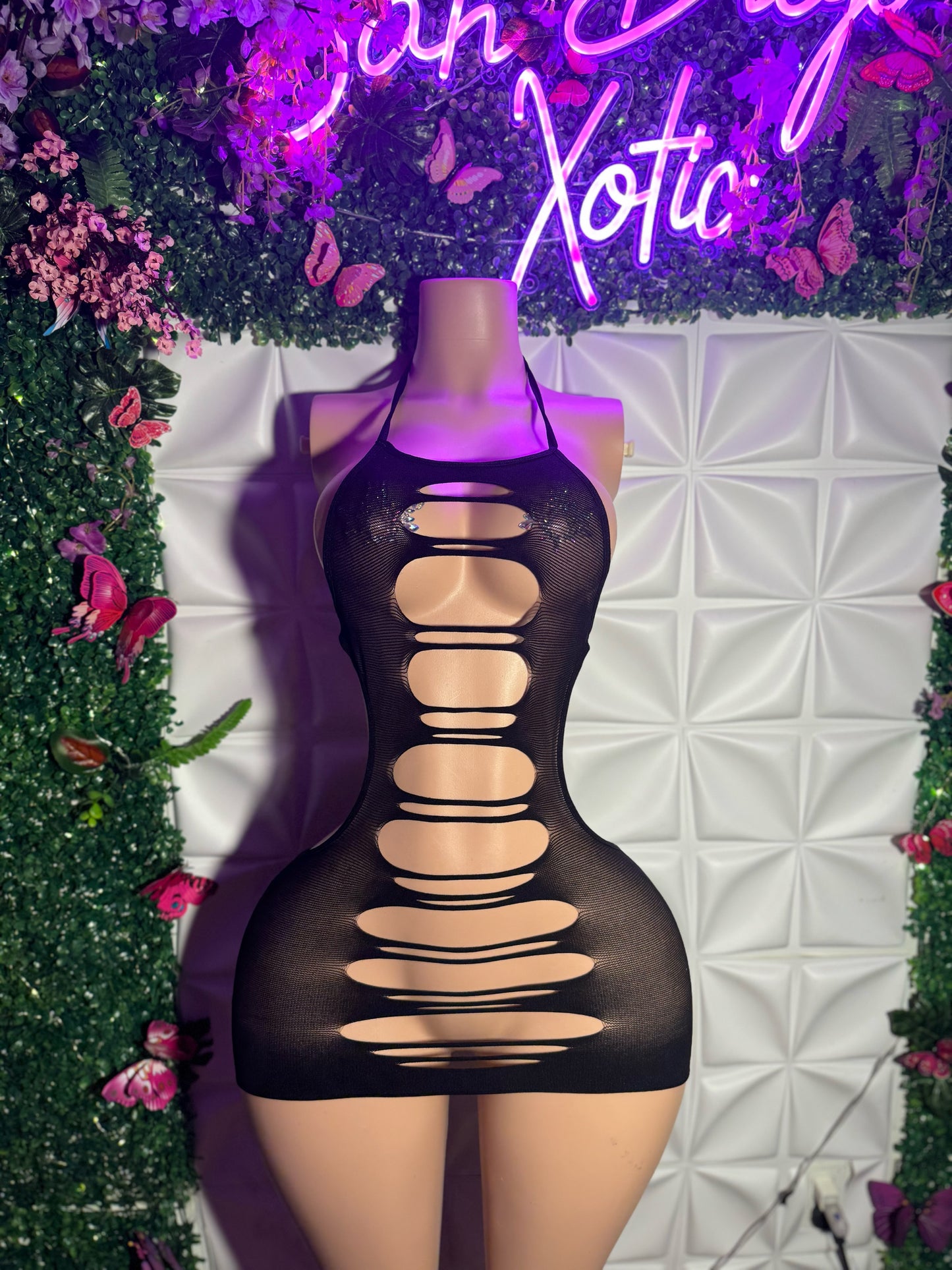 Seductress Cut Out Mesh Dress Fits XS-L