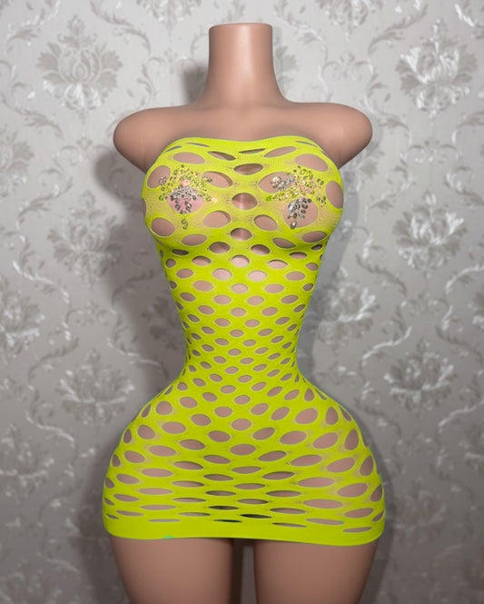 Money Maker Fishnet Dress Fits XS-XL