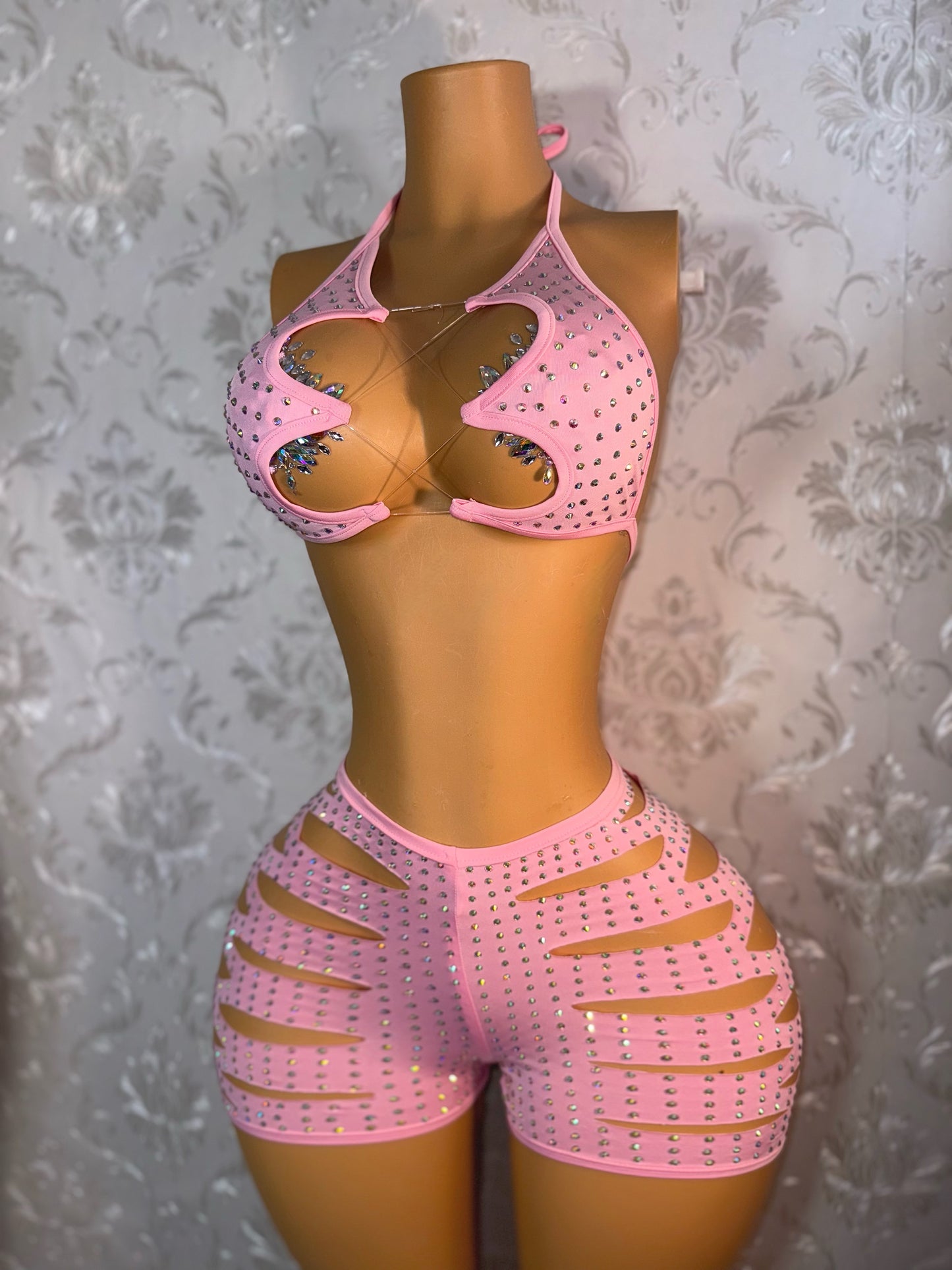 Valentina Diamond Slits Shorts Set