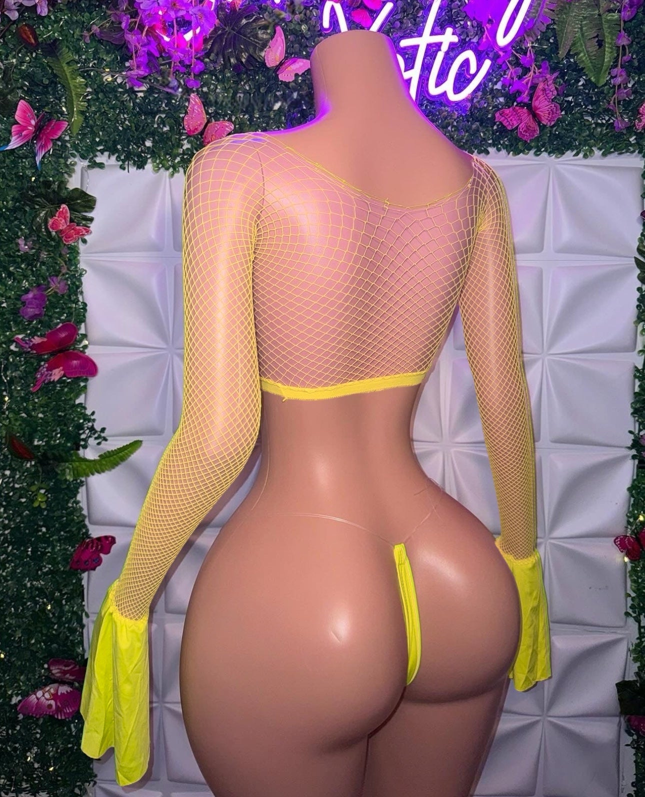 Bella Bell Sleeve Crop Fishnet 2 Piece Set Fits XS-L