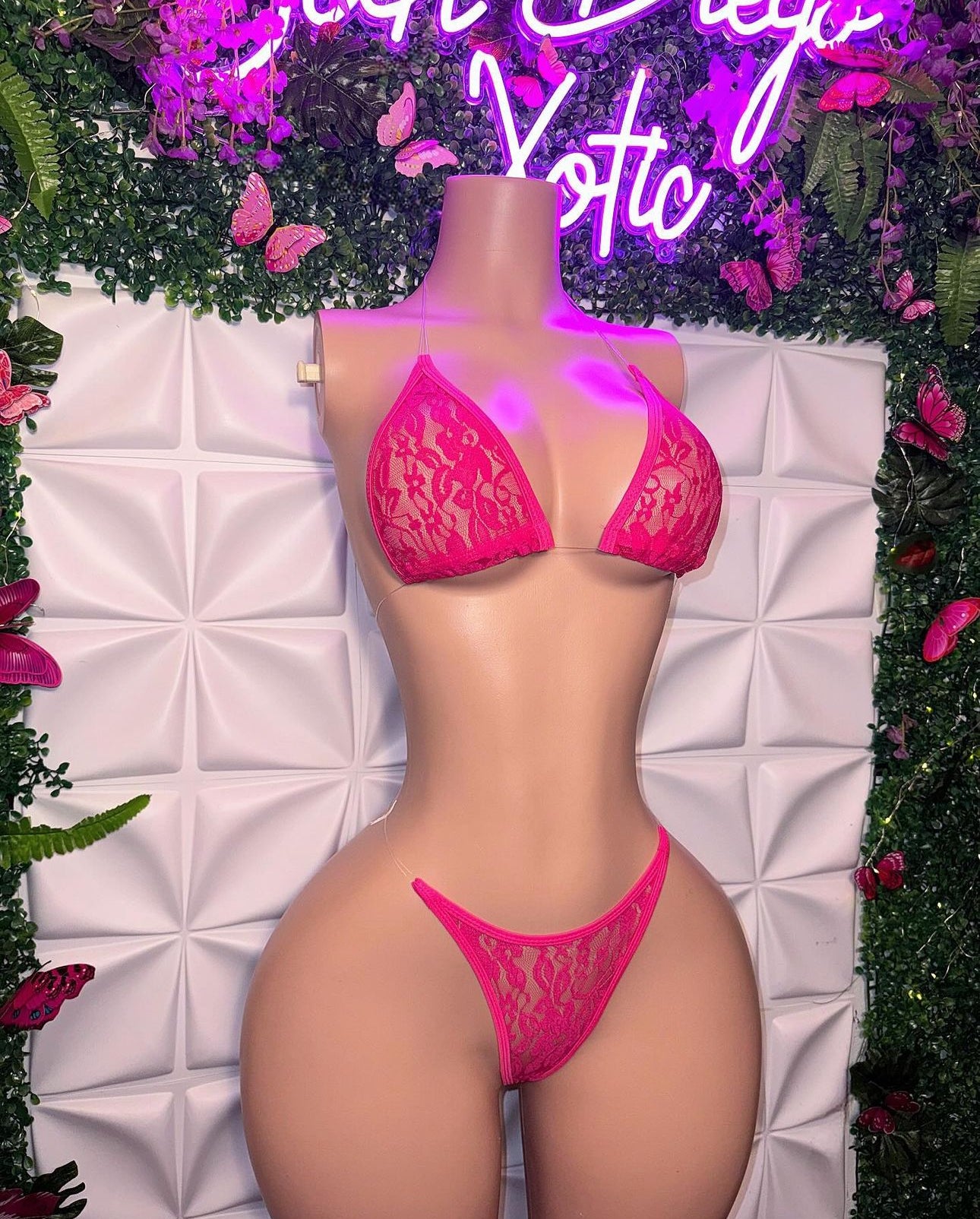 Nudist Floral Lace 2 Piece Classic Triangle Bikini