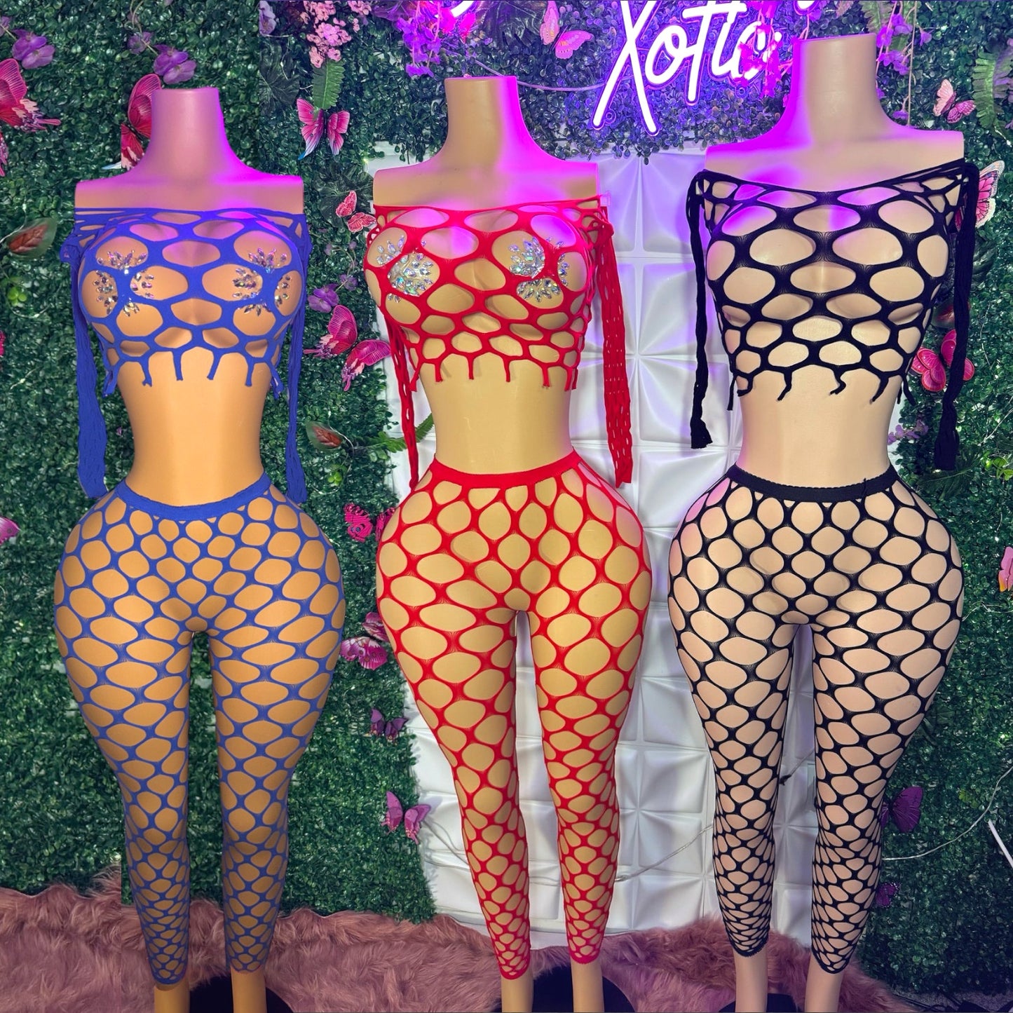 Stella — Pothole Fishnet 2 Piece Set Fits XS-L