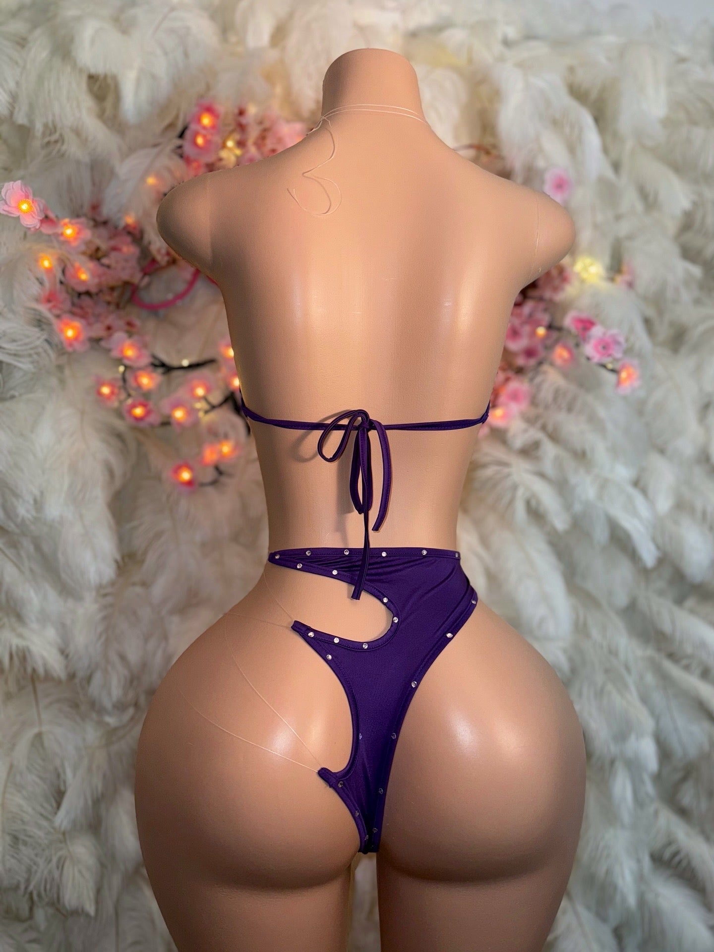 Mamacita — Royal Purple High Waisted Asymmetrical Thong 2 Piece