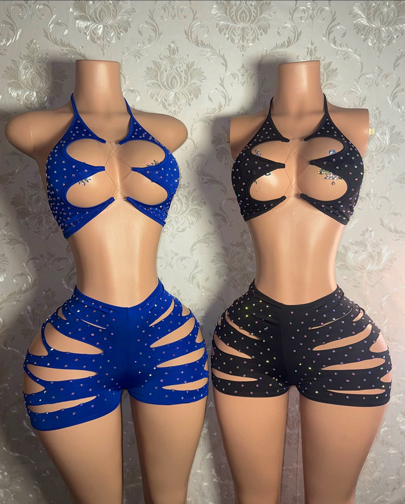 Valentina Diamond Slits Shorts Set fits S-L