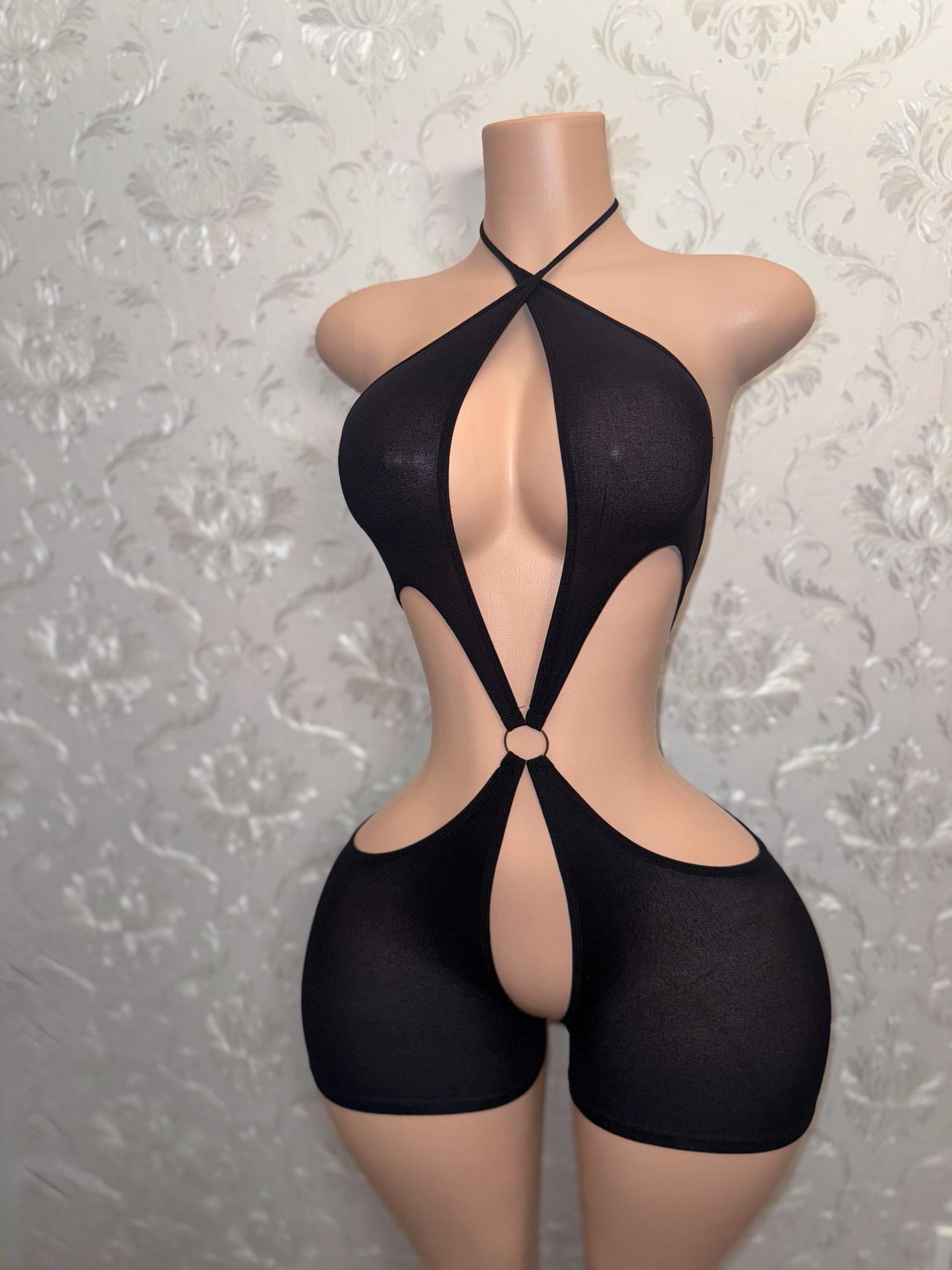 Star Mesh Net O-Ring Romper XS-L