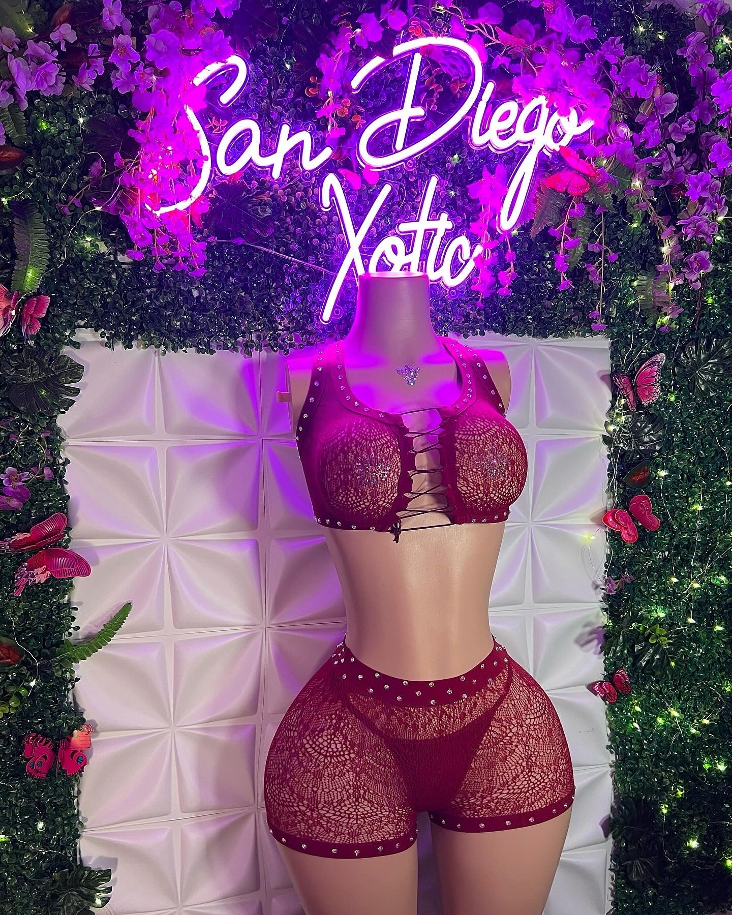 Showstopper 3 Piece Fishnet Shorts Matching Set with Thong Fits XS-L