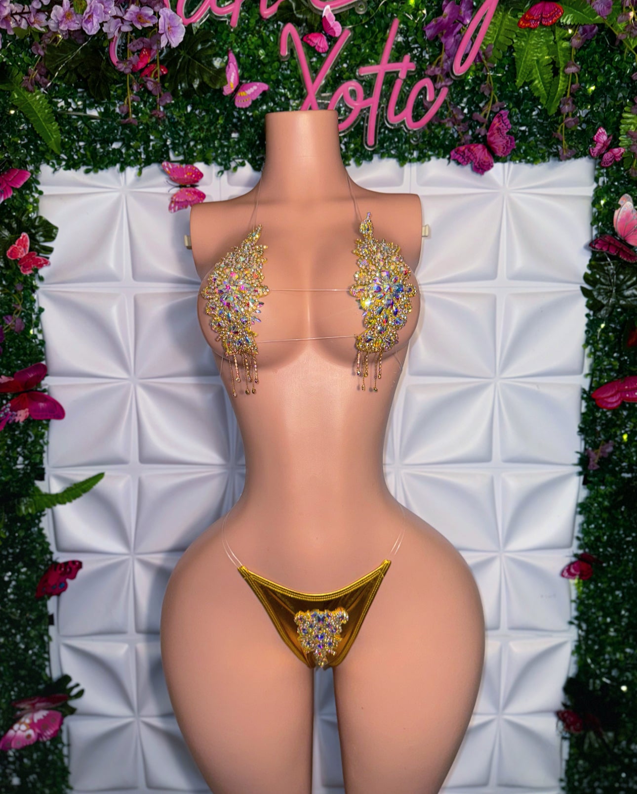 High Priestess Birthday Crystal Diamond Bikini Set with Appliqué Thong