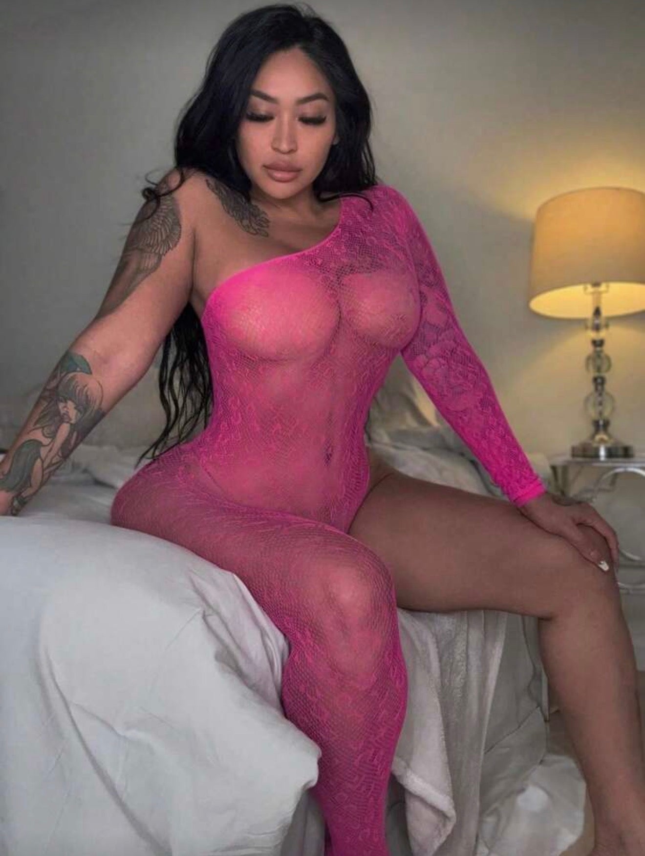 Bernice Cheetah Off Shoulder Fishnet Jumpsuit Fits XS-XL