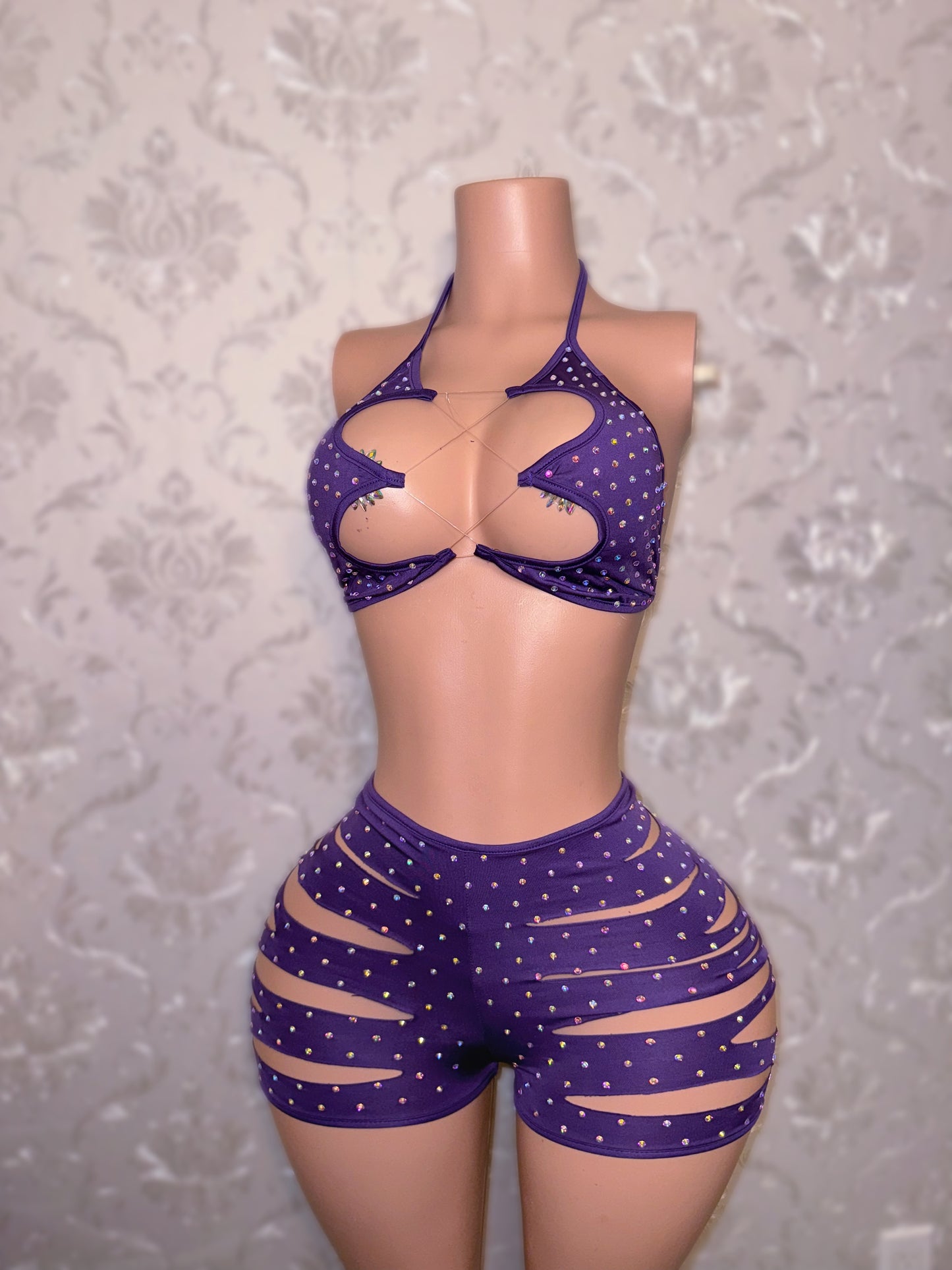 Valentina Diamond Slits Shorts Set fits S-L