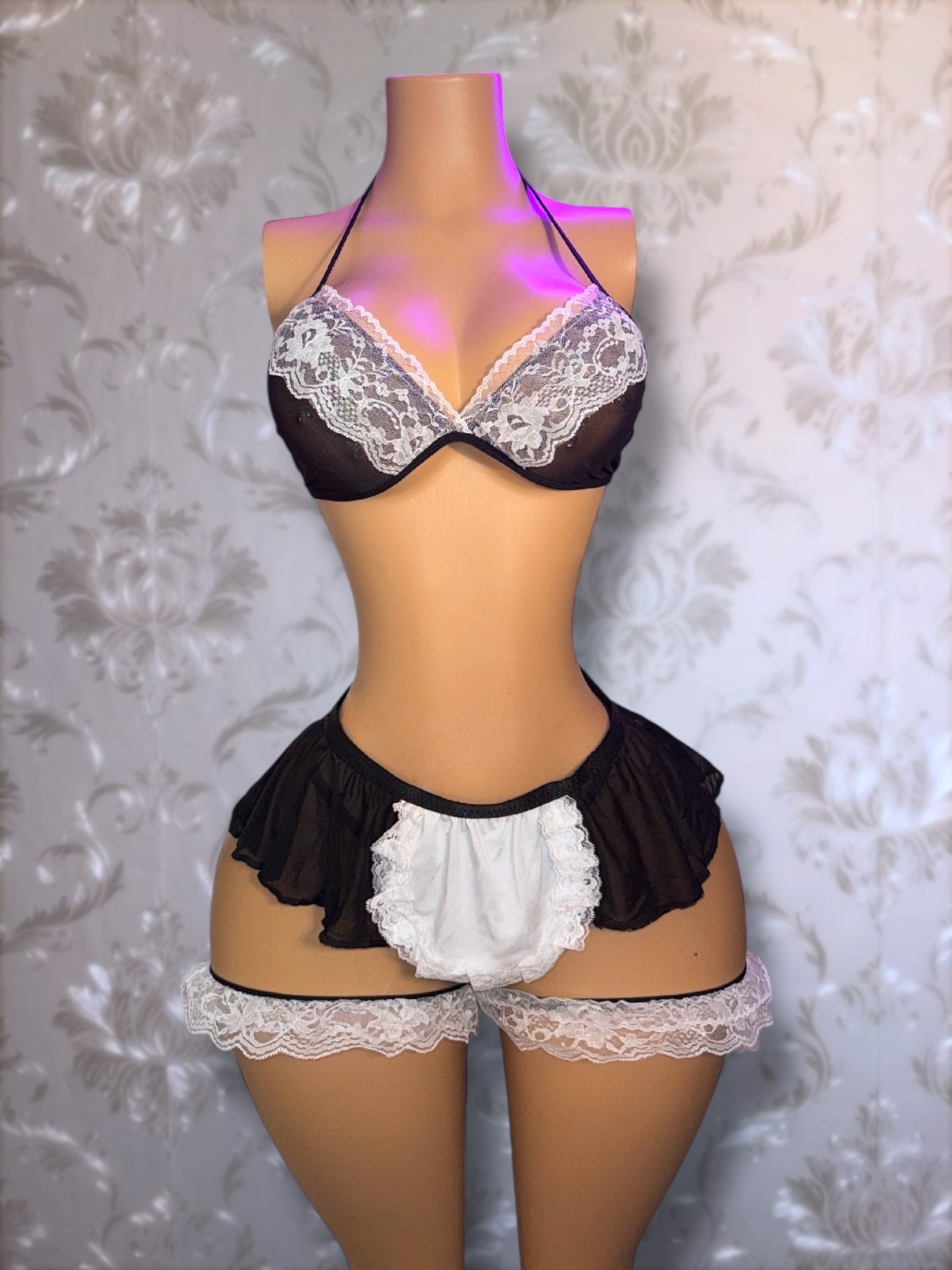 Sexy Maiden French Maid Mini Skirt 5 Pc Costume Fits XS-L