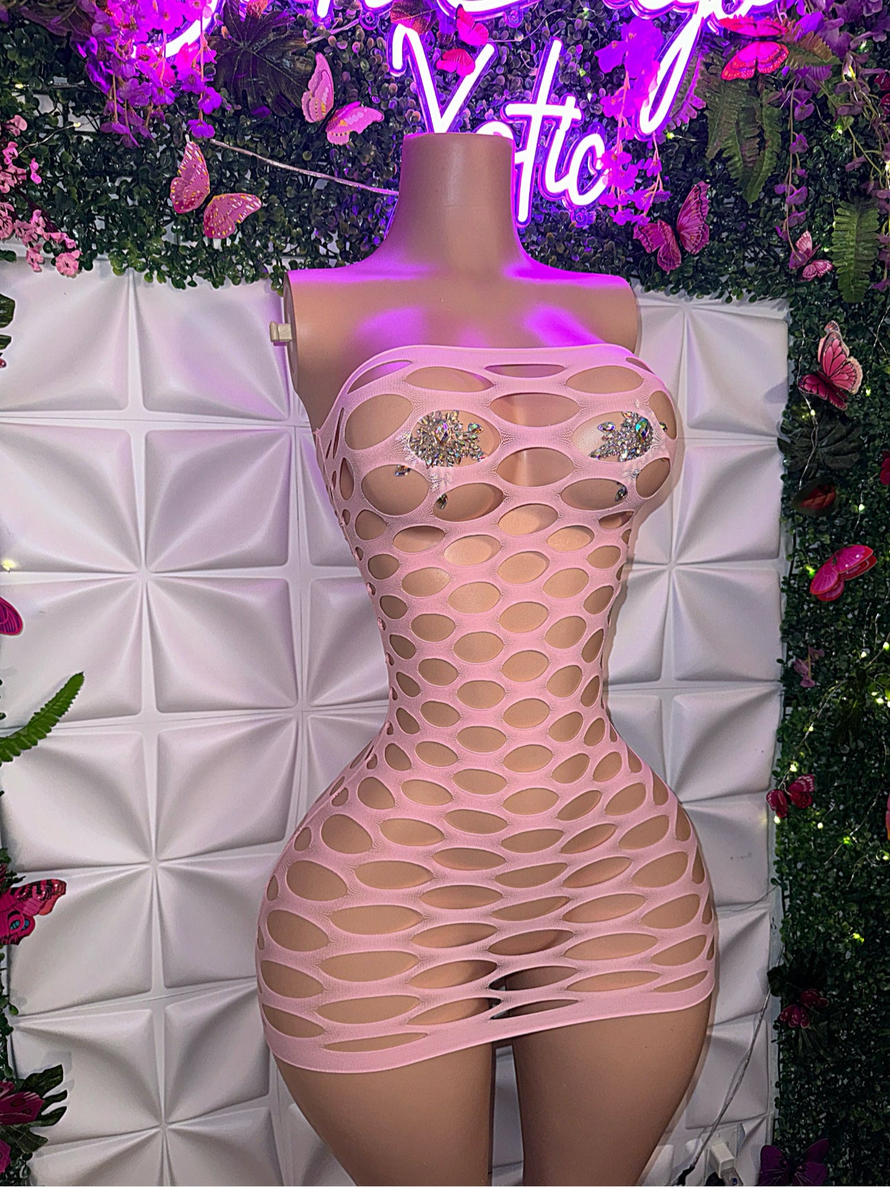 Money Maker Fishnet Dress Fits XS-XL