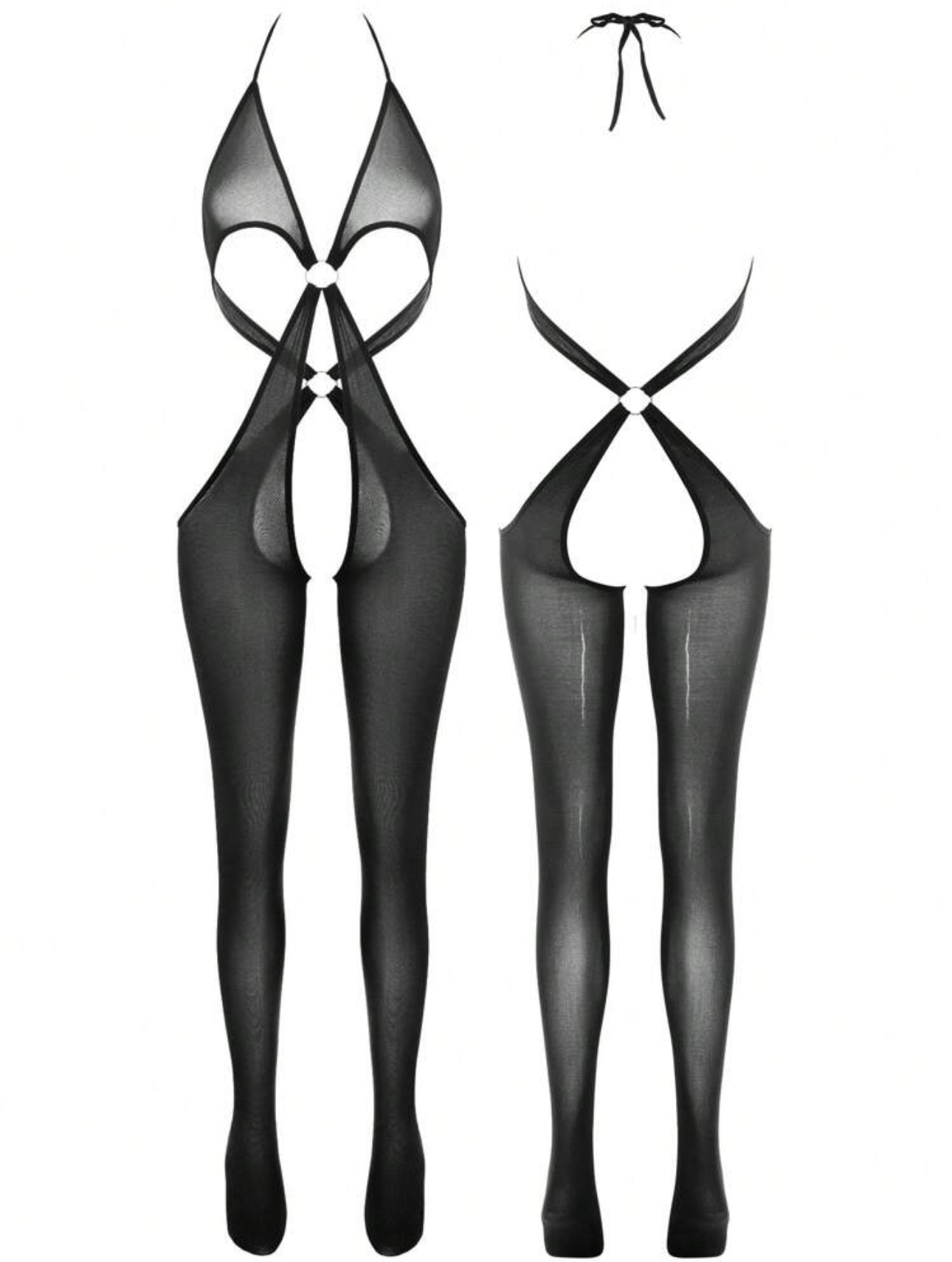 Star O-Ring Mesh Bodystocking Fits XS-M & Curvy M-XL