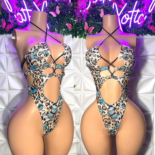 Butterfly Effect Butterfly Cheetah One Piece with Rhinestones