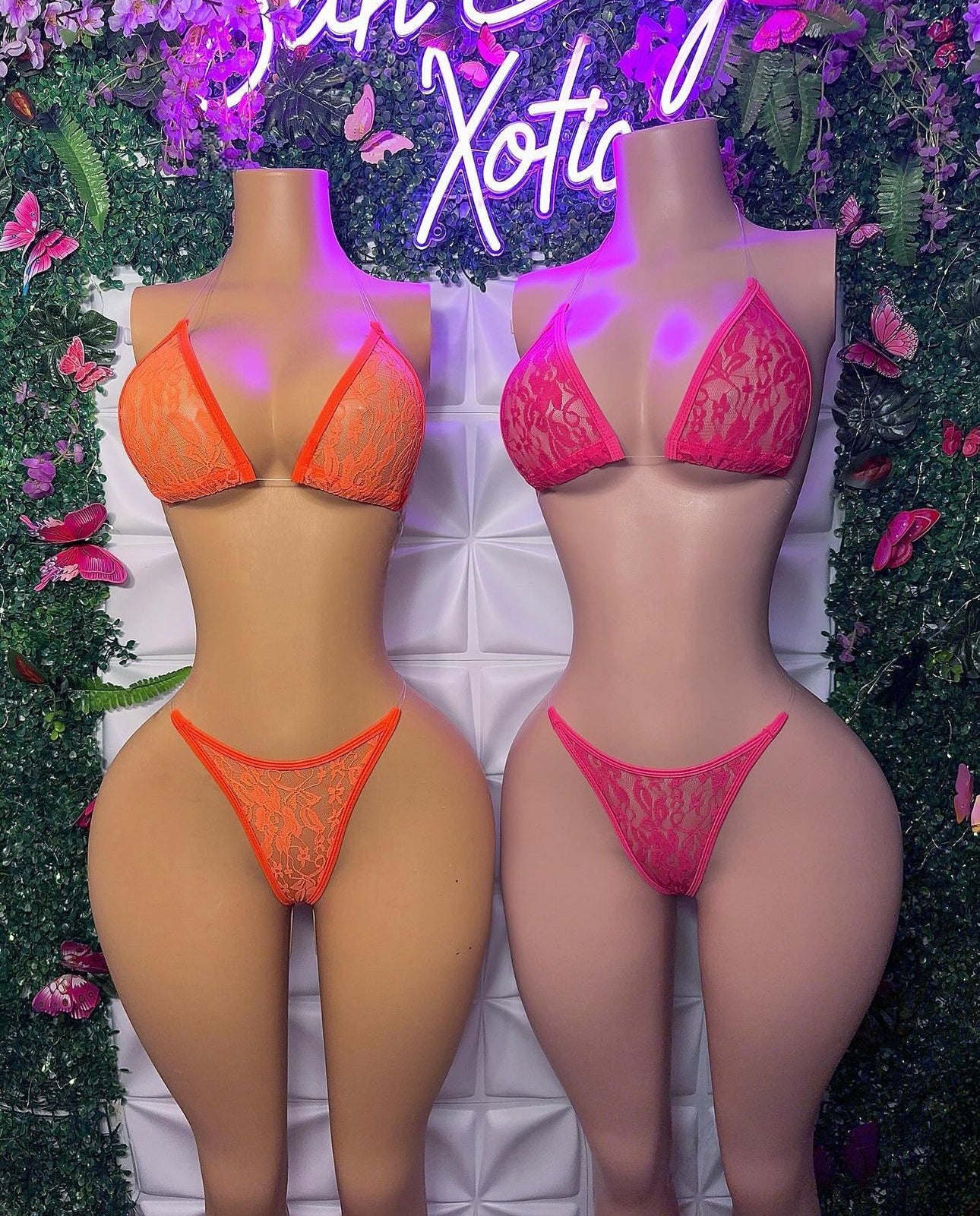 Nudist Floral Lace 2 Piece Classic Triangle Bikini