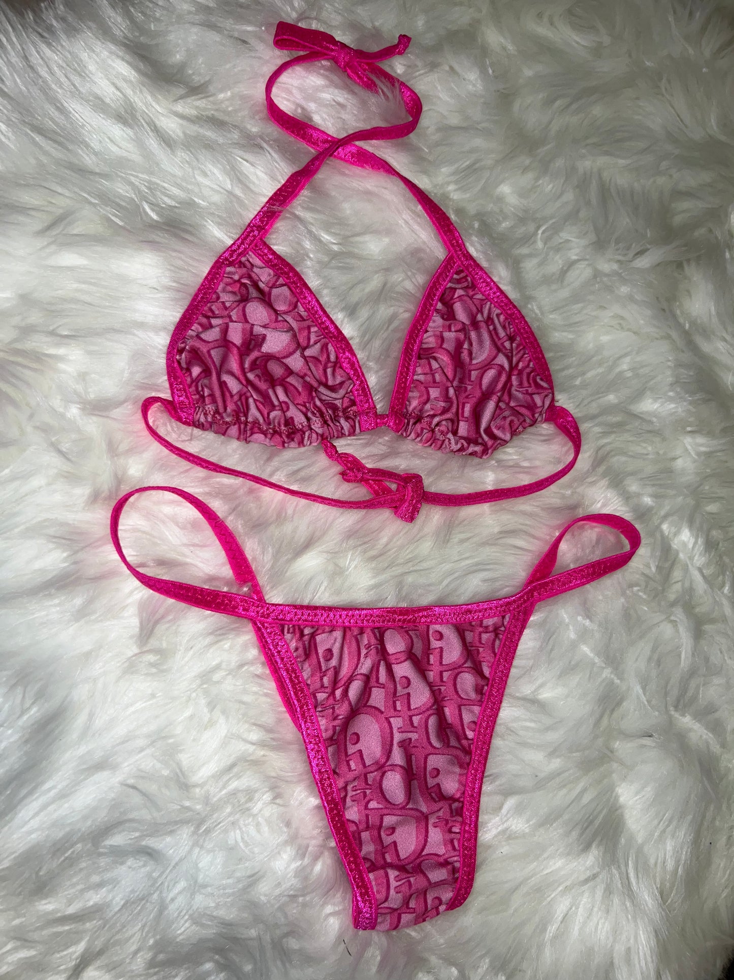 Princess Diana Two-Tone Graphic Triangle Bikini String Bikini with Rhinestones by SD Xotic