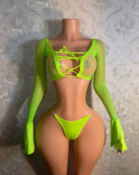 Buttercup Fishnet Bell Sleeve Set Fits XS-M