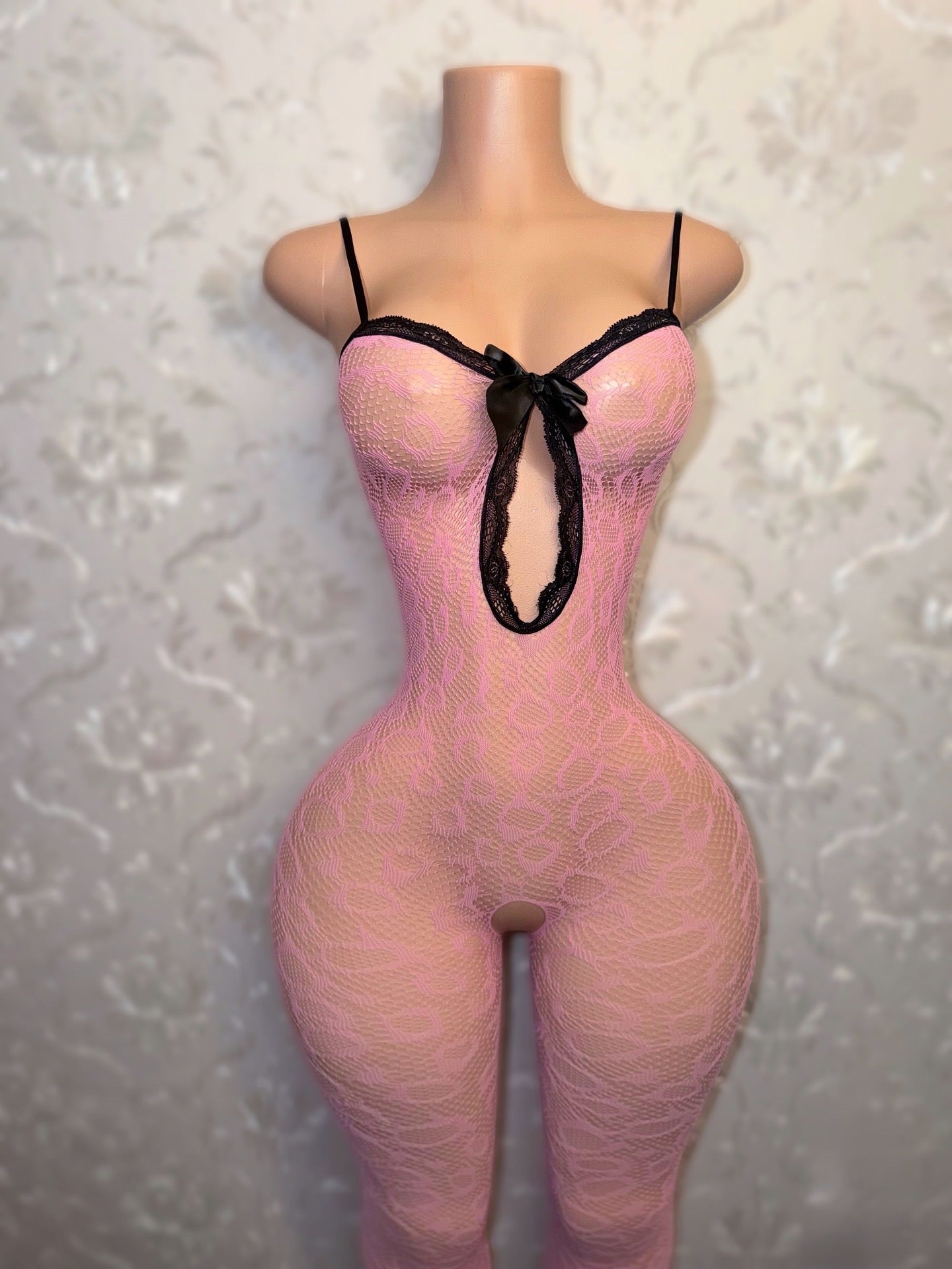 Kitty Purr Baby Pink Bodystocking Fits XS-M Includes Free Headband