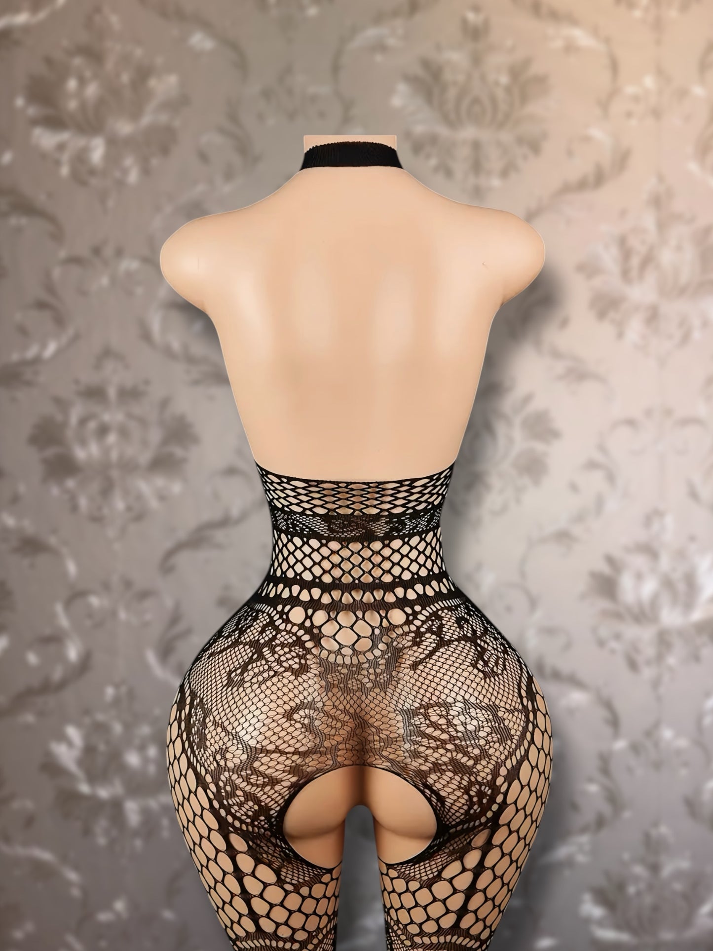 Lacey — Lace Fishnet Romper Fits XS-L