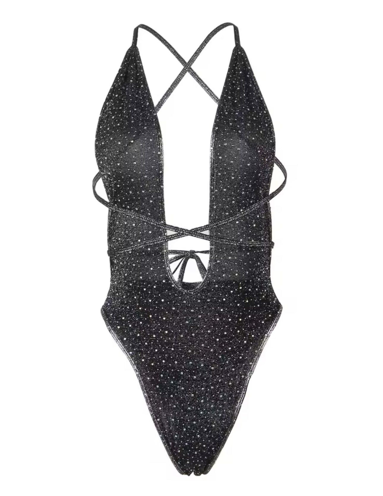 Mystique Mesh Backless Halter One Piece Fits XS-L