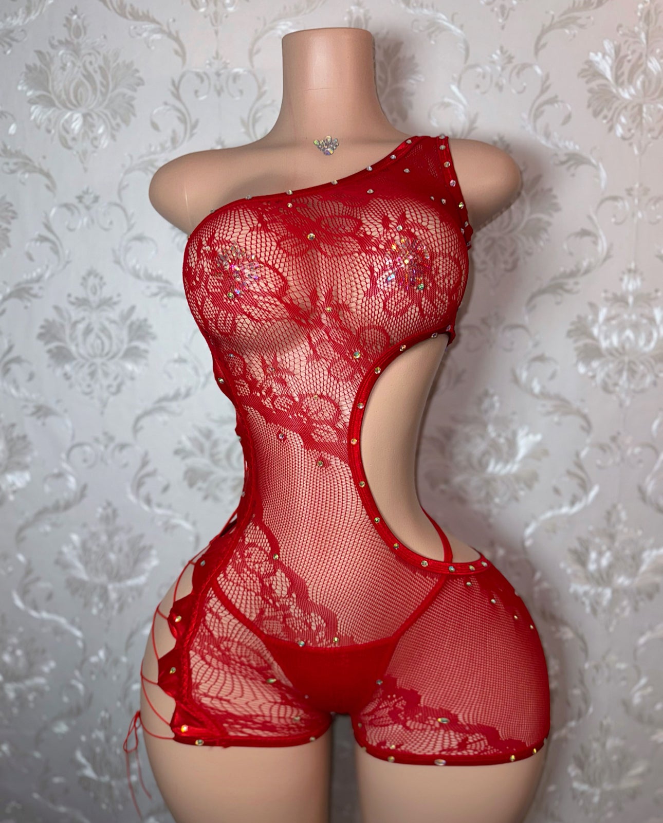 XTC Fishnet Romper Set with Thong Fits XS-L