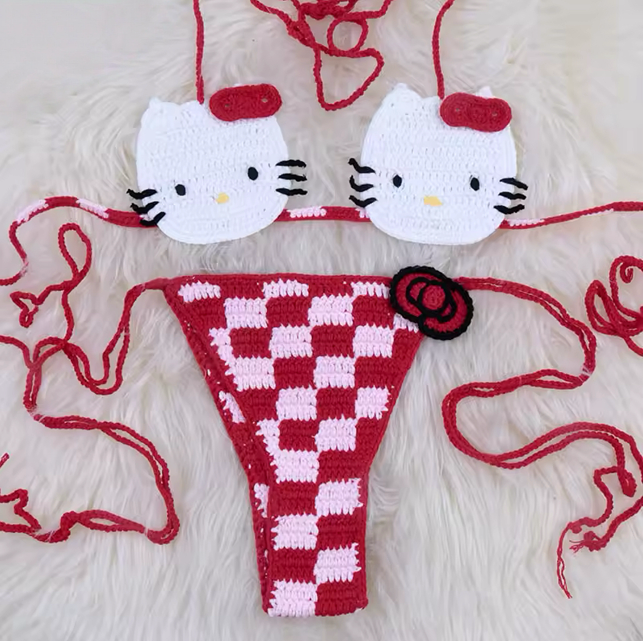 Hello Kitty Crochet Bikini Fits XS-XL