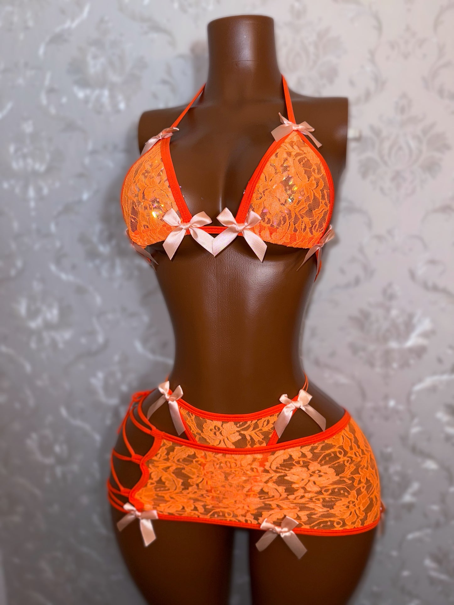 Tangerine Lace Skirt Set Fits XS-L