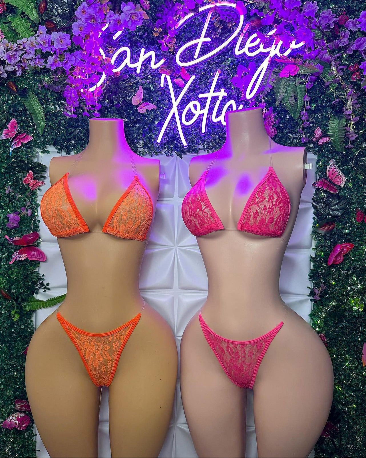 Nudist Floral Lace 2 Piece Classic Triangle Bikini