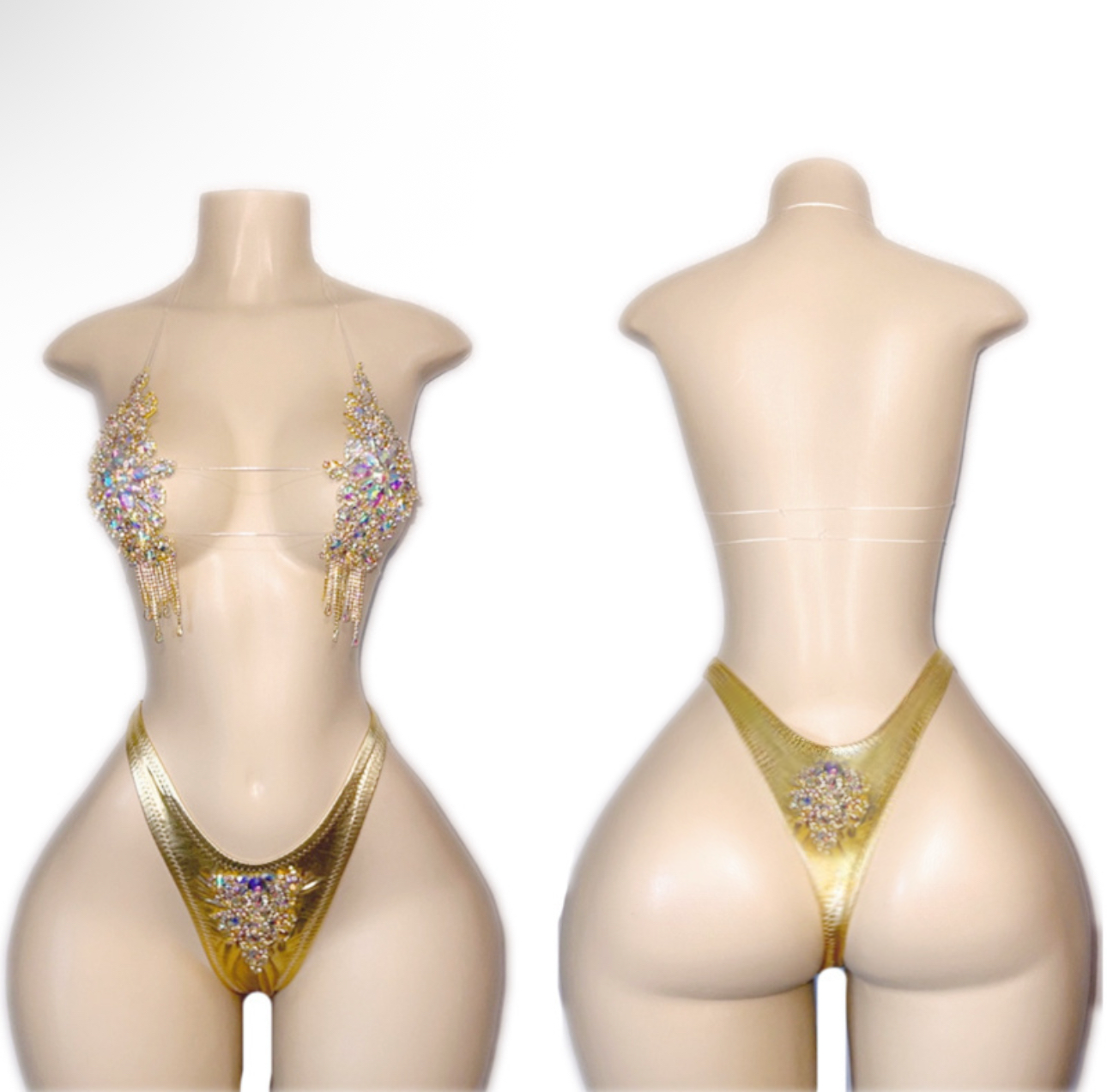 High Priestess — Birthday Crystal Diamond Bikini Set with Full Coverage Thong