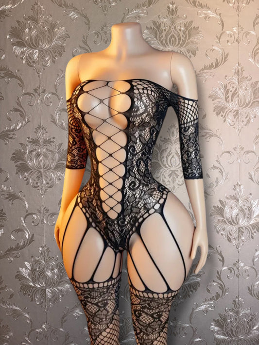 Booty Call Fishnet Lace Bodystocking Fits XS-L