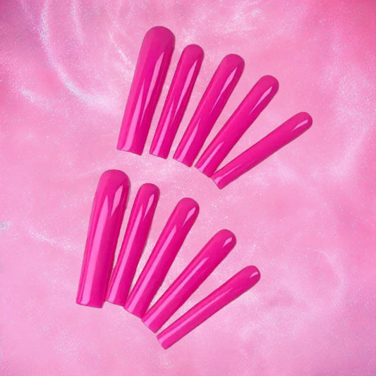 Princess 3XL Extra Long Hot Pink Tapered Square Press On Nails