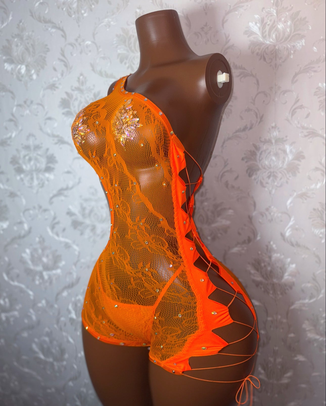 XTC Fishnet Romper Set with Thong Fits XS-L
